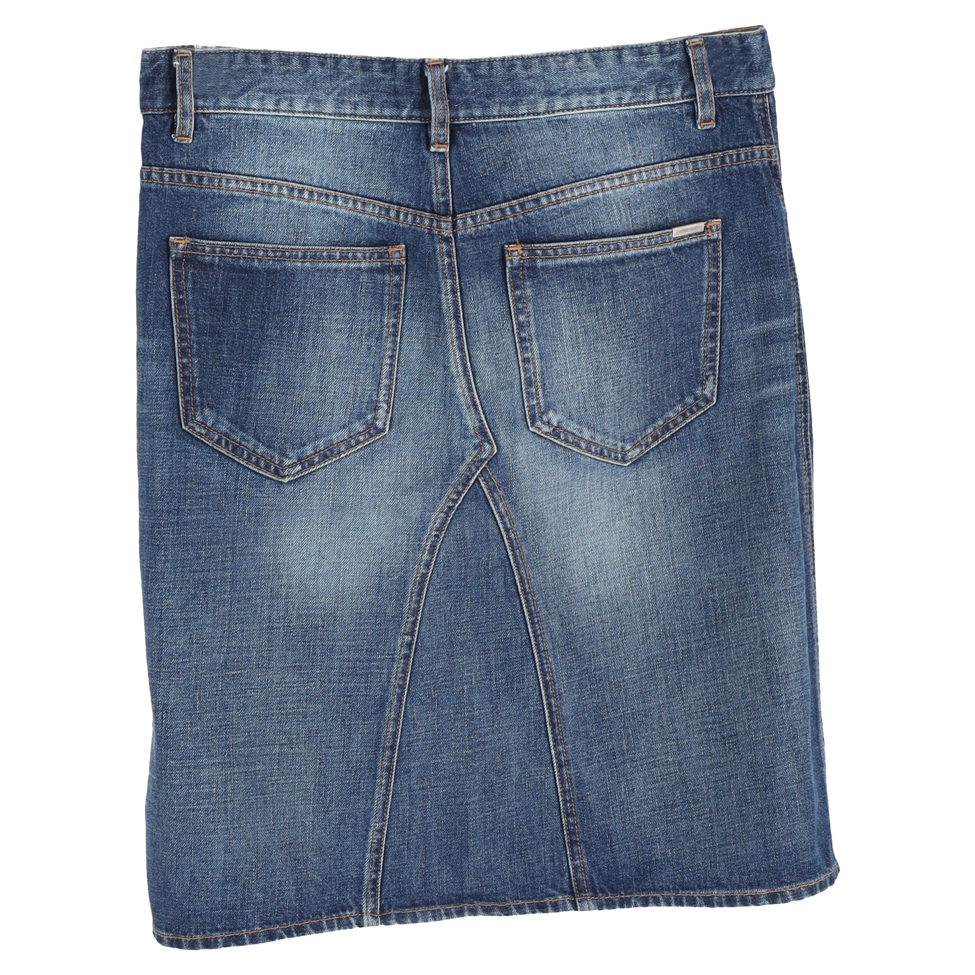 Women's Isabel Marant Etoile Knee-Length Skirt Blue Cotton Denim - Image 2