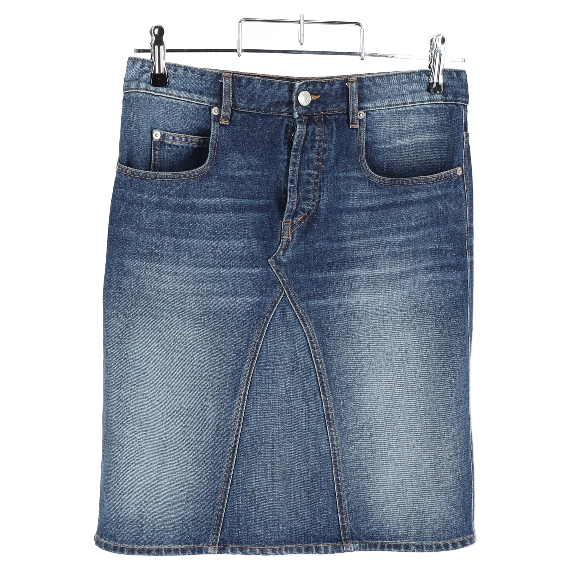 Women's Isabel Marant Etoile Knee-Length Skirt Blue Cotton Denim - Image 4