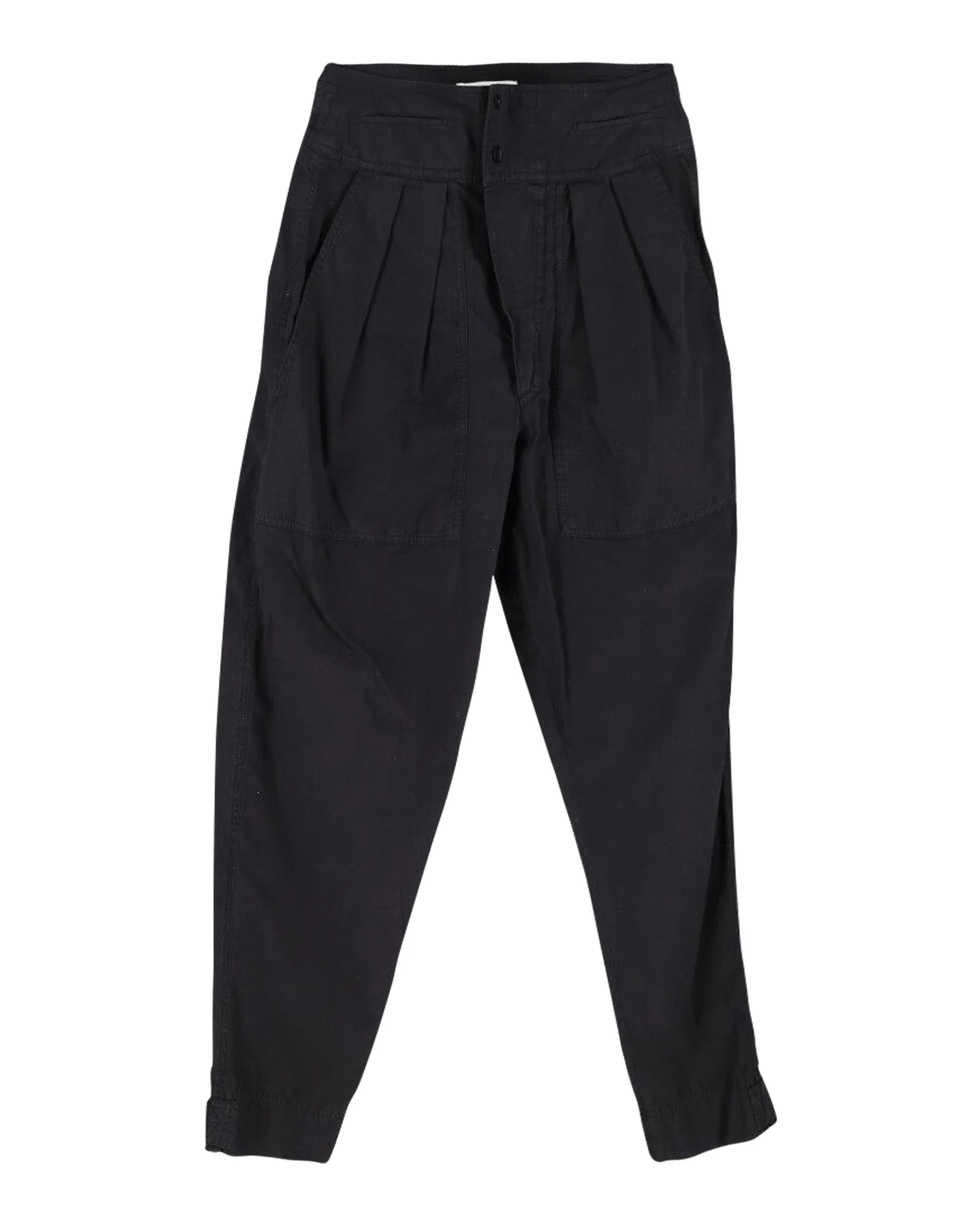 Women's Isabel Marant Pleated Trousers in Black Cotton