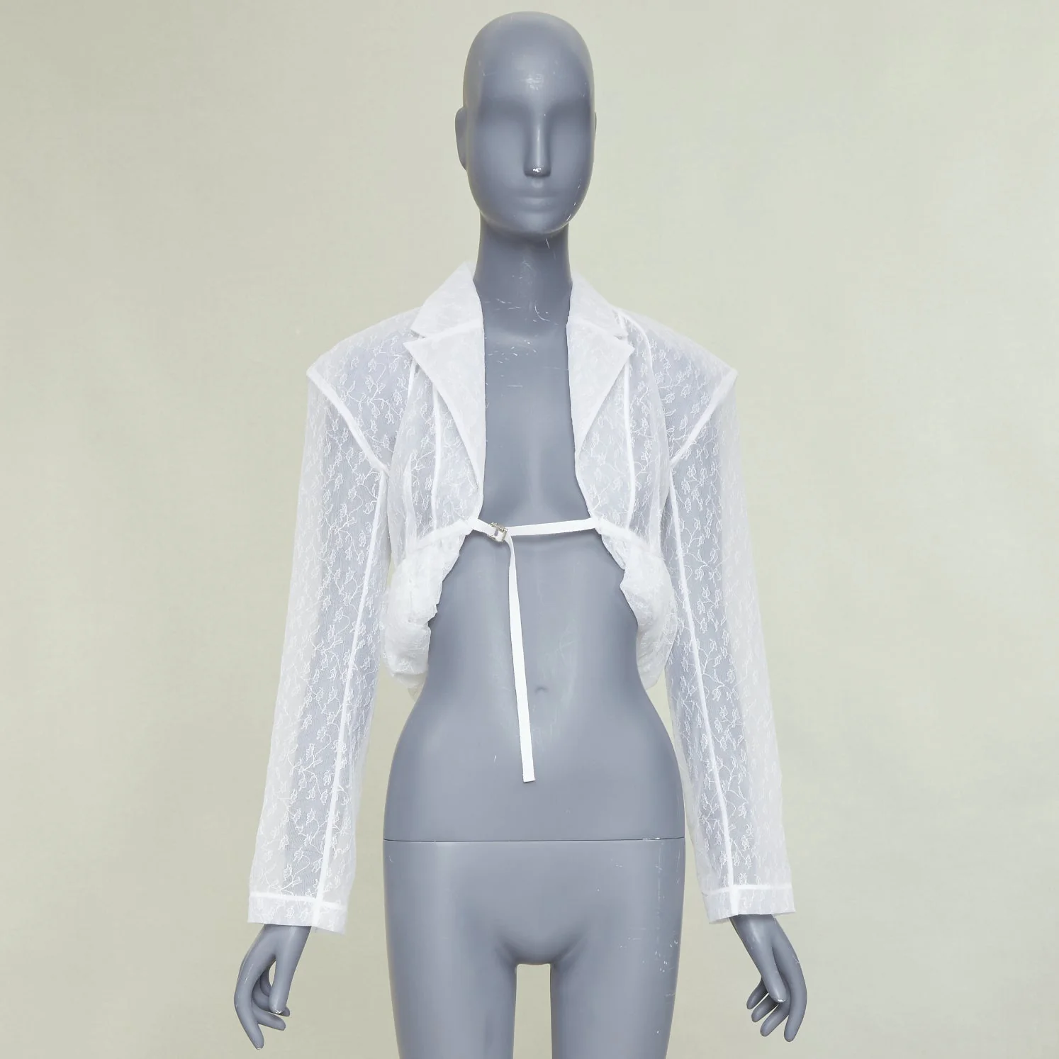 Women's JACQUEMUS Bridal Le Chouchou 2023 Runway Dentelle white tulle jacket FR34 XS - Image 10