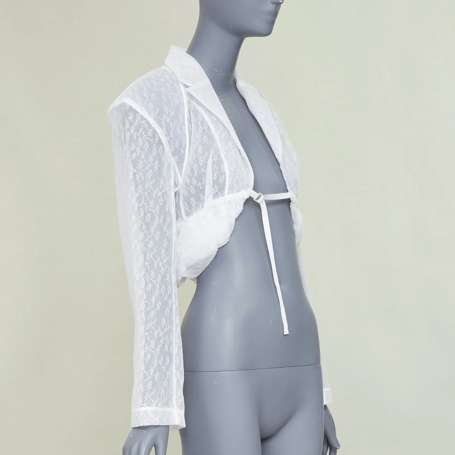 Women's JACQUEMUS Bridal Le Chouchou 2023 Runway Dentelle white tulle jacket FR34 XS - Image 3