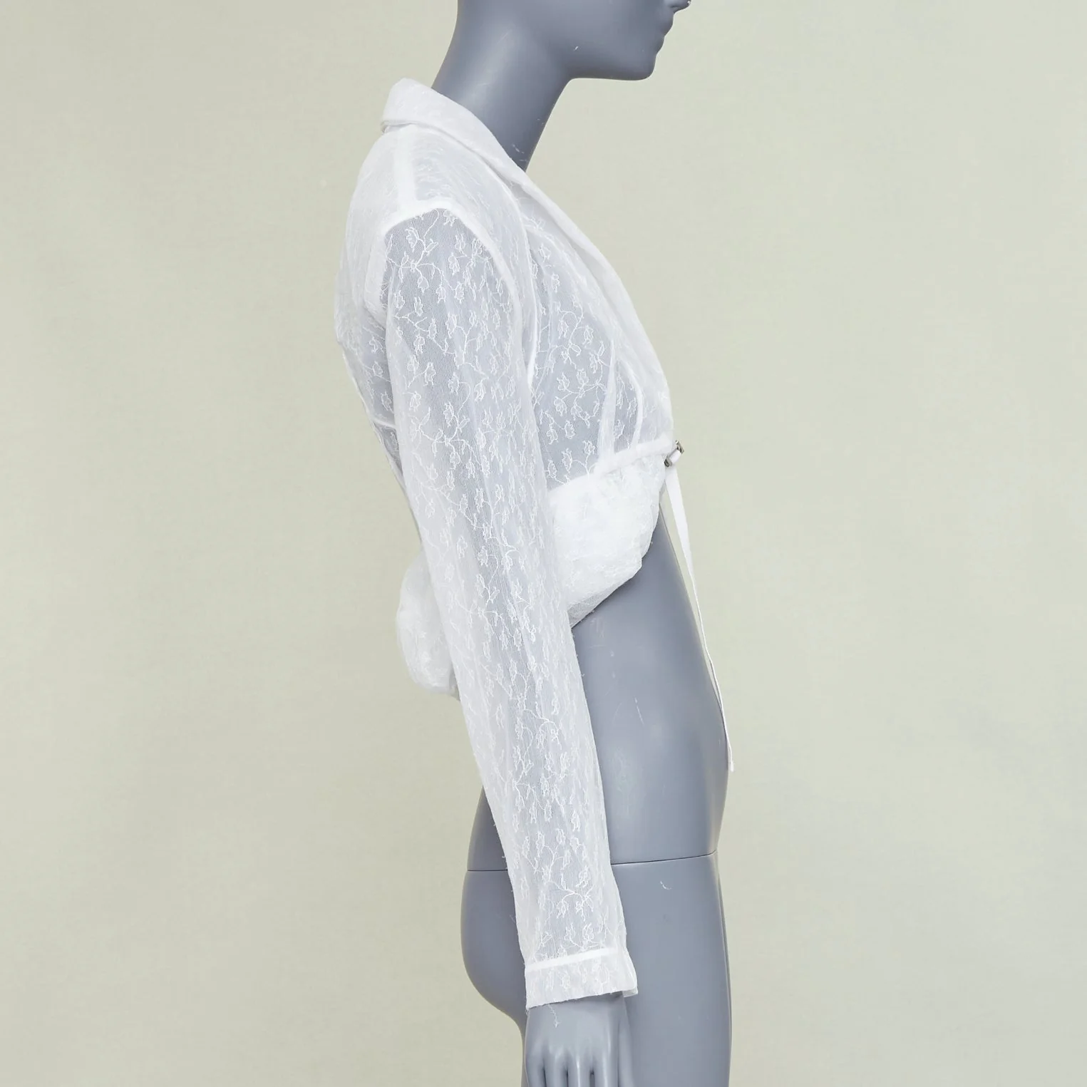 Women's JACQUEMUS Bridal Le Chouchou 2023 Runway Dentelle white tulle jacket FR34 XS - Image 4