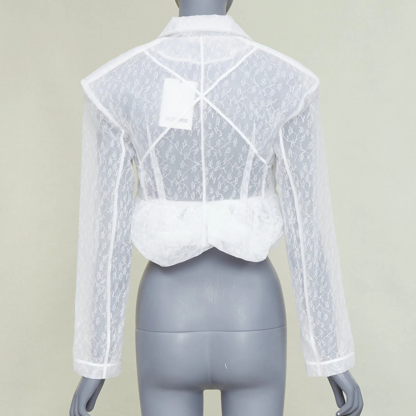 Women's JACQUEMUS Bridal Le Chouchou 2023 Runway Dentelle white tulle jacket FR34 XS - Image 5