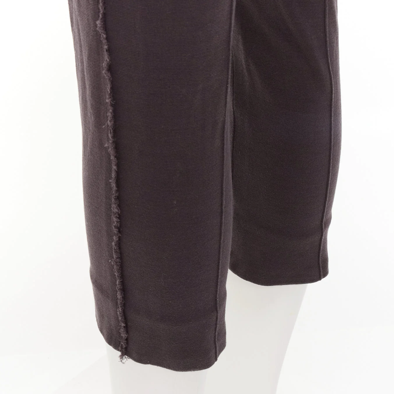 Men's LANVIN grey cotton distressed trim washed waistband cropped pants S - Image 7