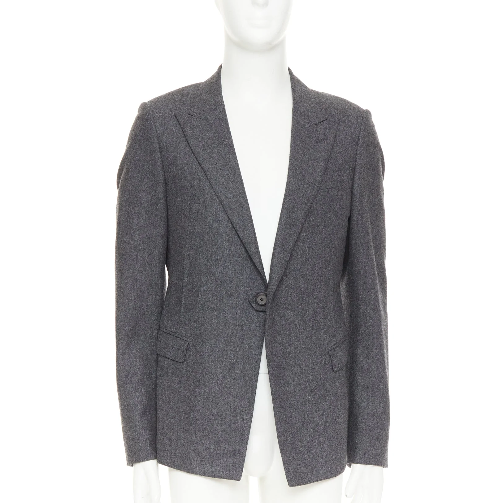 Men's LANVIN grey speckled wool exposed darts single button blazer EU50 L