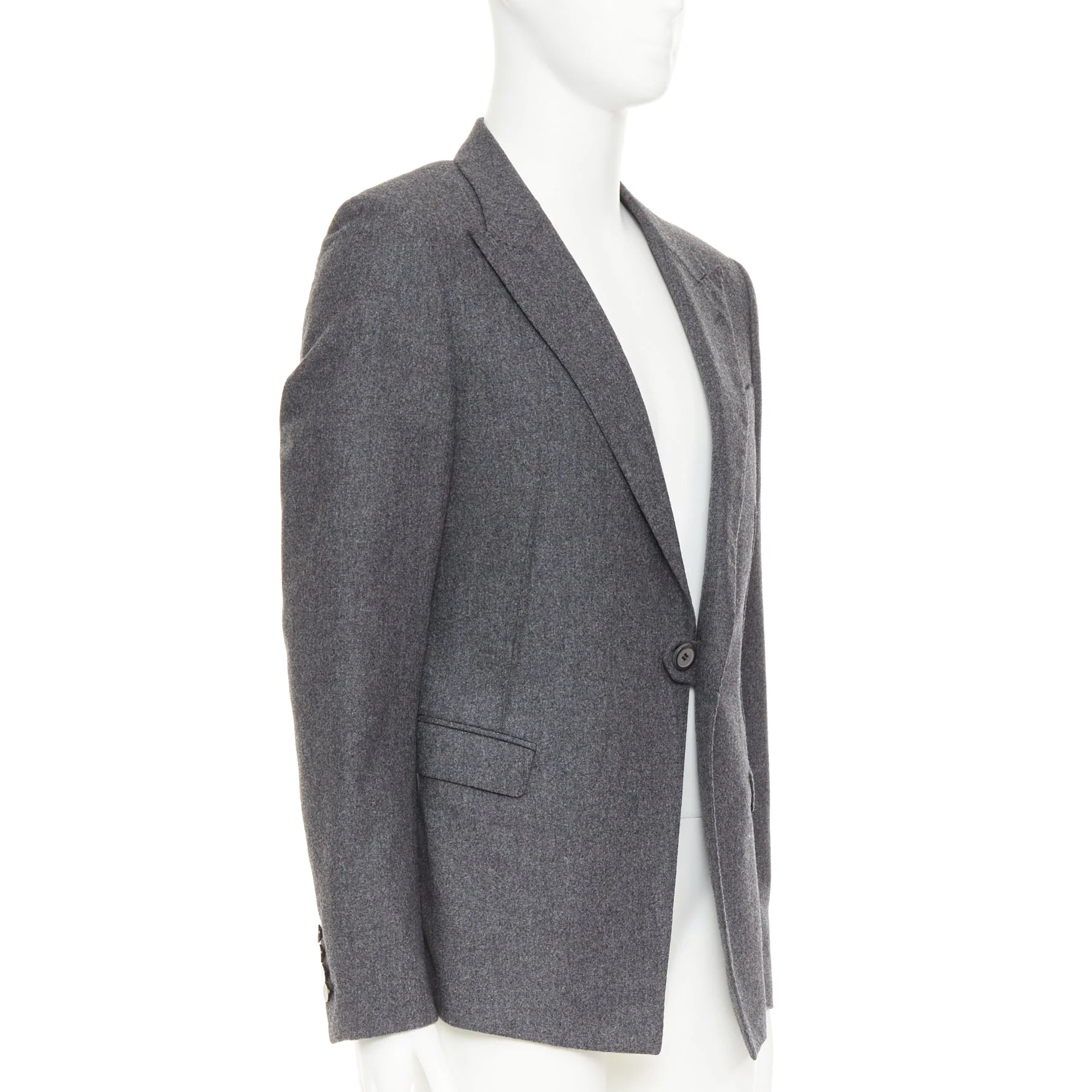 Men's LANVIN grey speckled wool exposed darts single button blazer EU50 L - Image 3