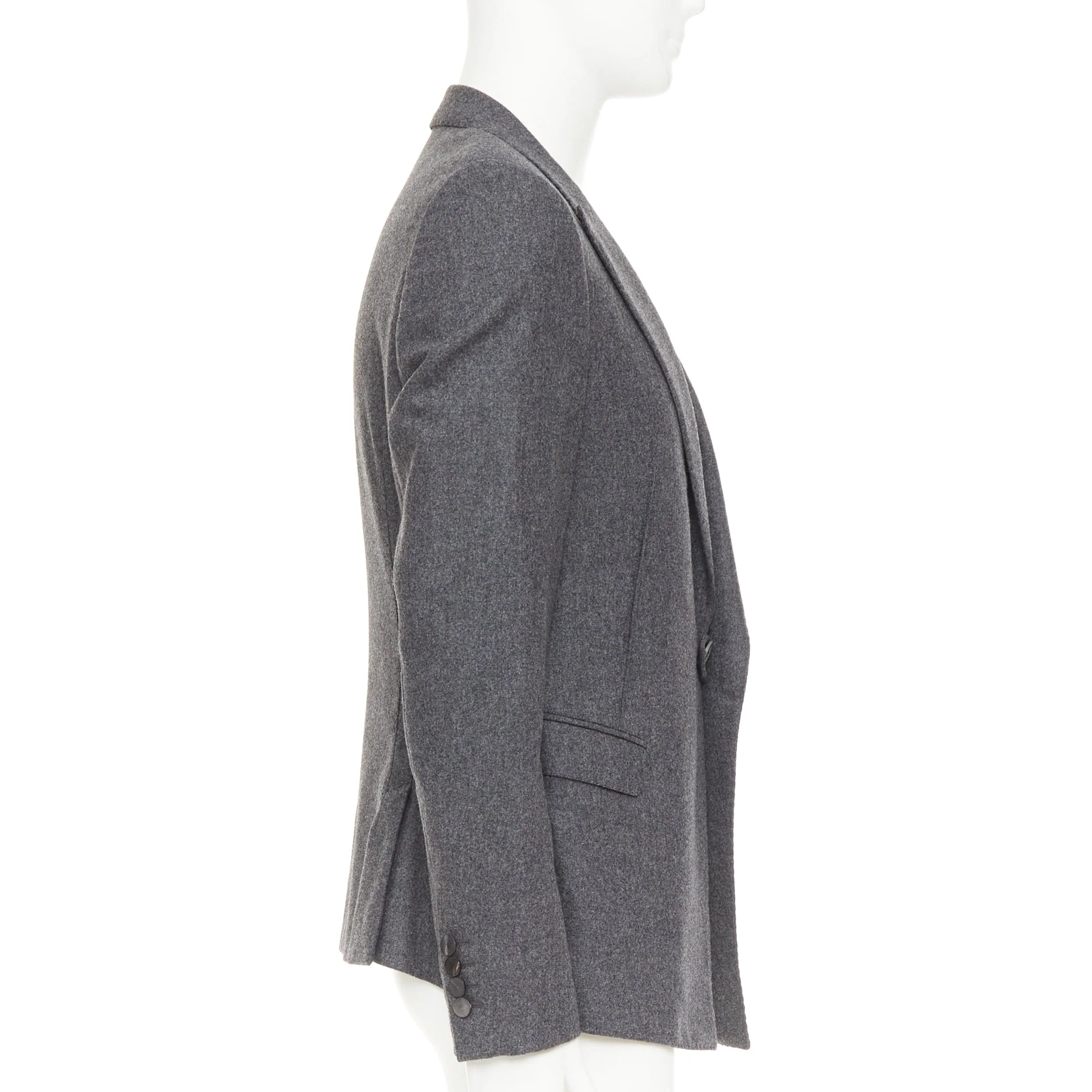 Men's LANVIN grey speckled wool exposed darts single button blazer EU50 L - Image 4