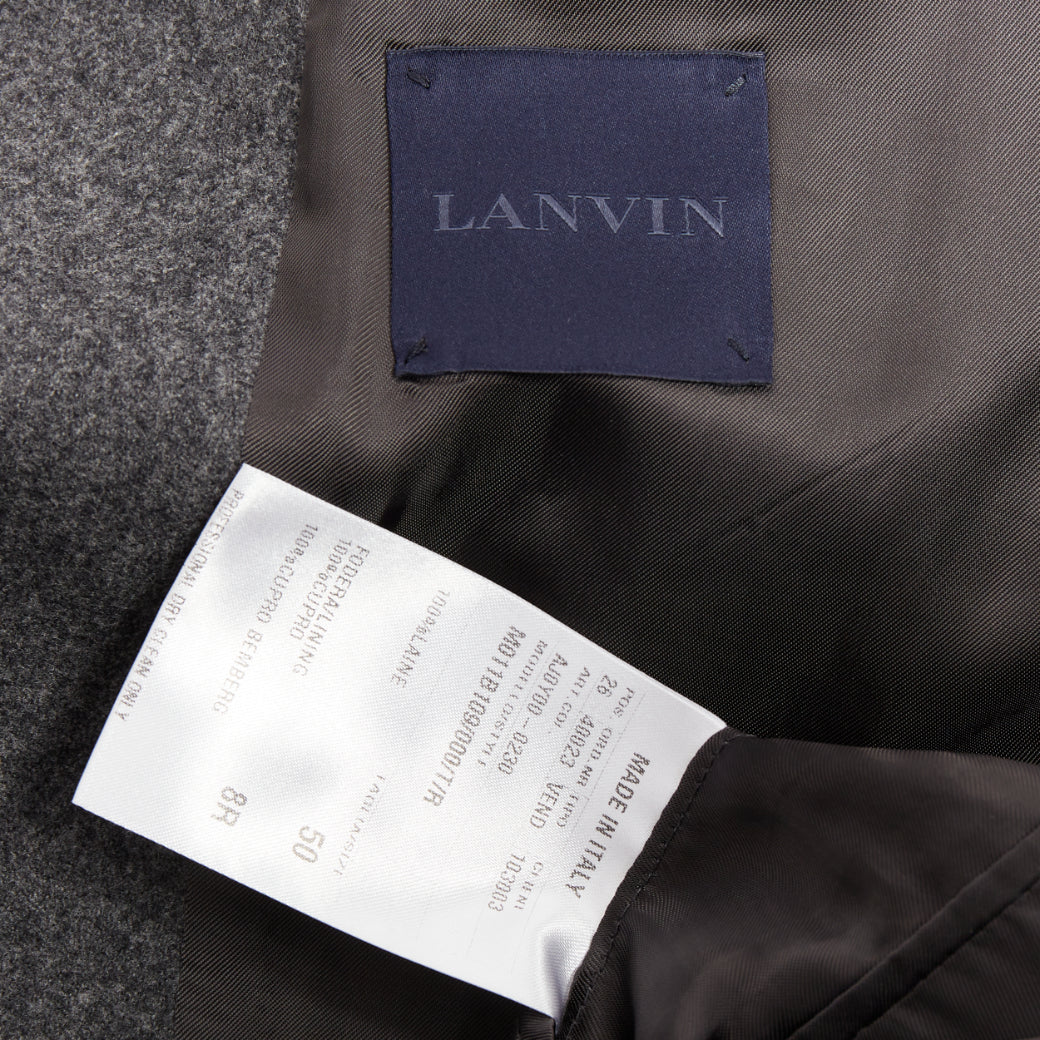 Men's LANVIN grey speckled wool exposed darts single button blazer EU50 L - Image 8