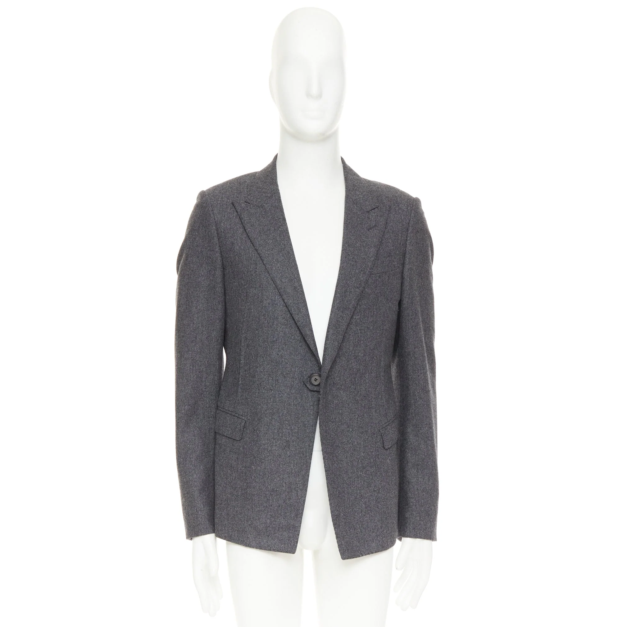 Men's LANVIN grey speckled wool exposed darts single button blazer EU50 L - Image 9