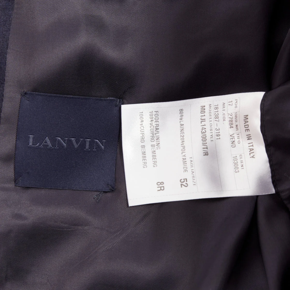 Men's LANVIN navy wool overstitch seams notched lapel single breasted blazer EU52 XL - Image 8