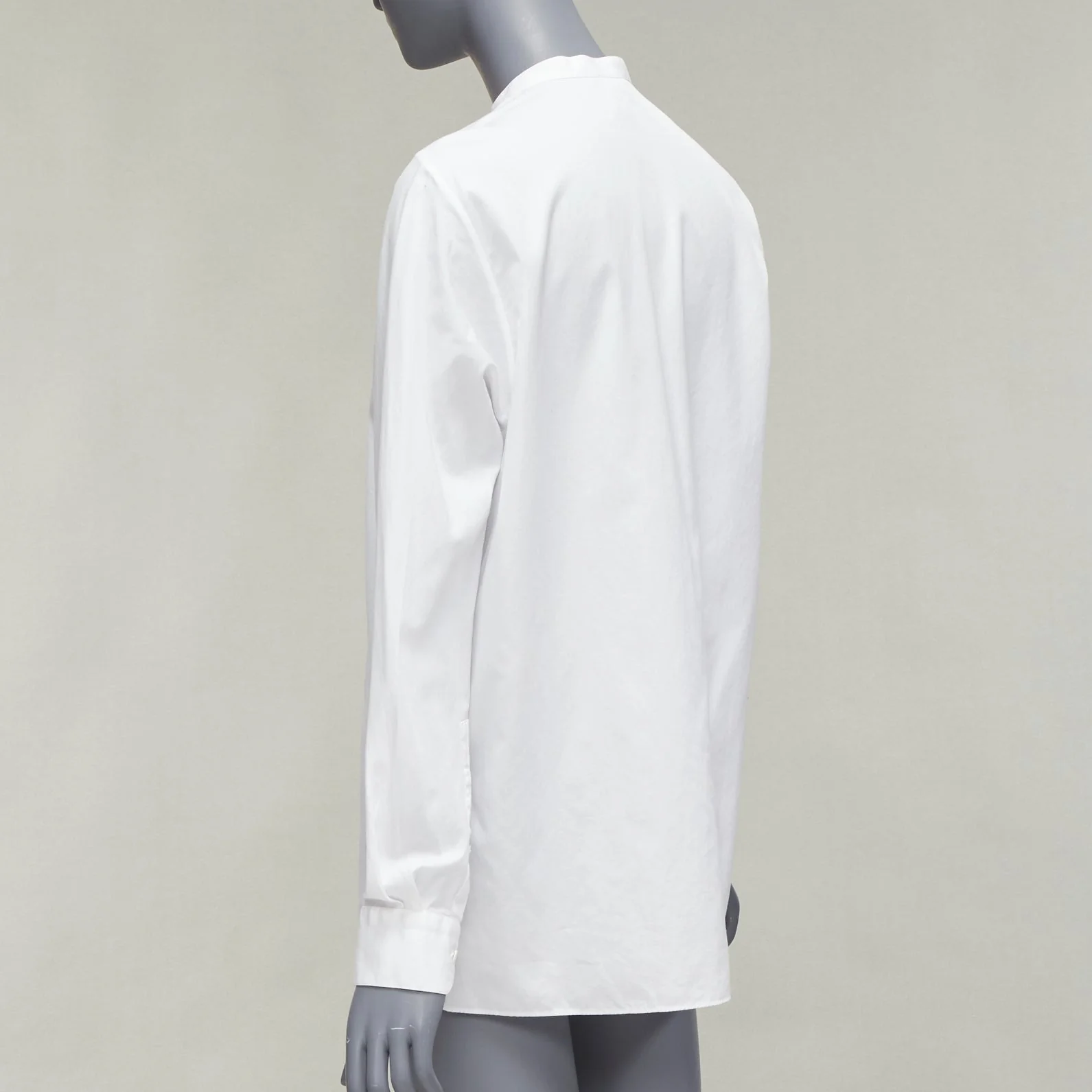 Men's LANVIN white 100% cotton bow tie collar plain dress shirt EU37 XS - Image 6
