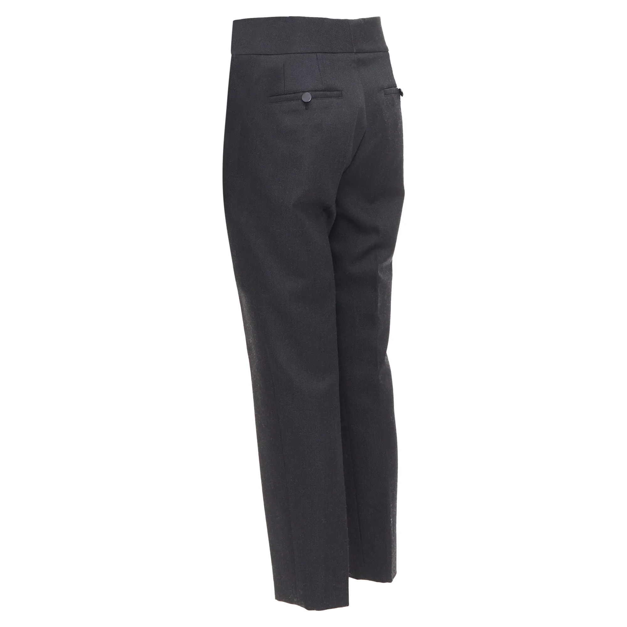 Men's Lanvin Wool Blend Crepe Concealed Fly Tapered Trousers - Image 6