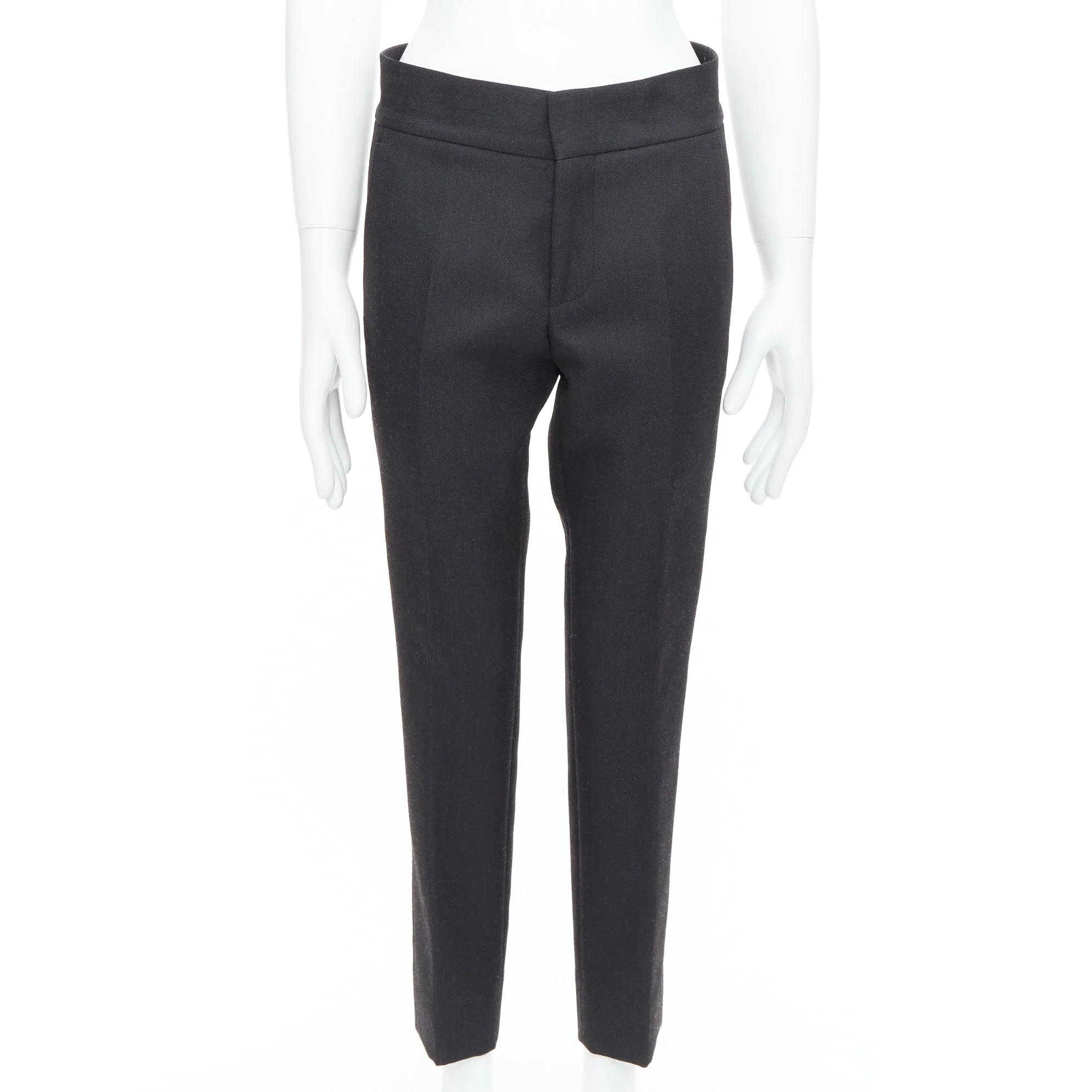 Men's Lanvin Wool Blend Crepe Concealed Fly Tapered Trousers - Image 7