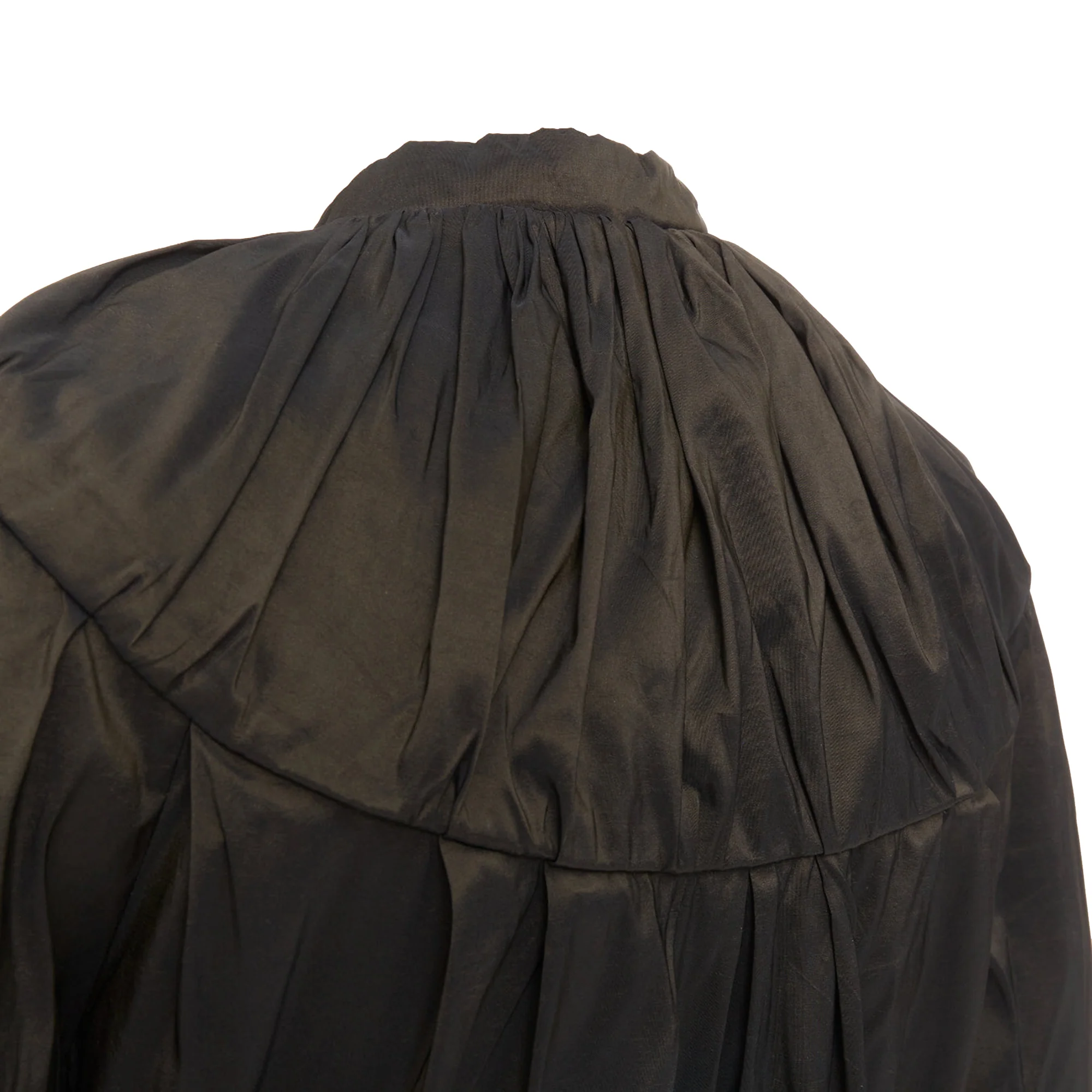 Women's LANVIN 2006 olive green silk blend ruched rib contrast blouse overshirt FR36 S - Image 2