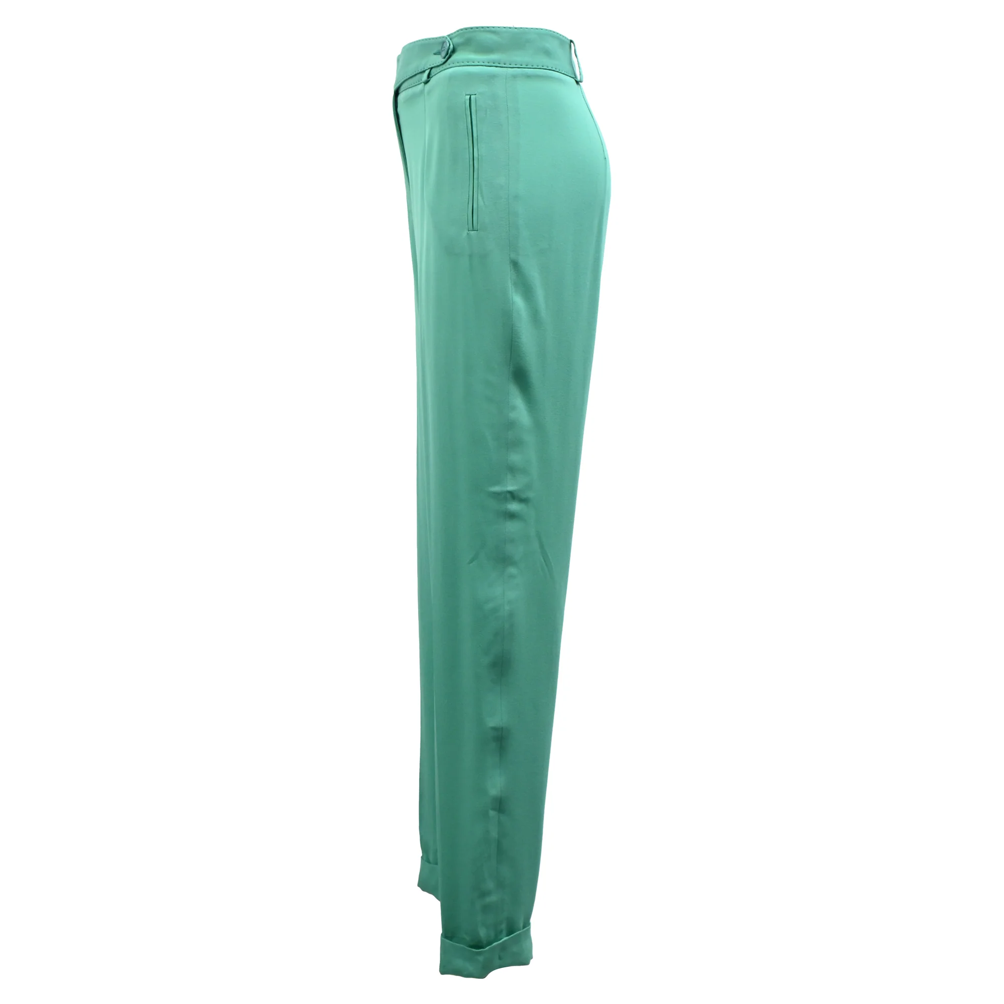 Women's Loro Piana Trousers in Green Silk - Image 2