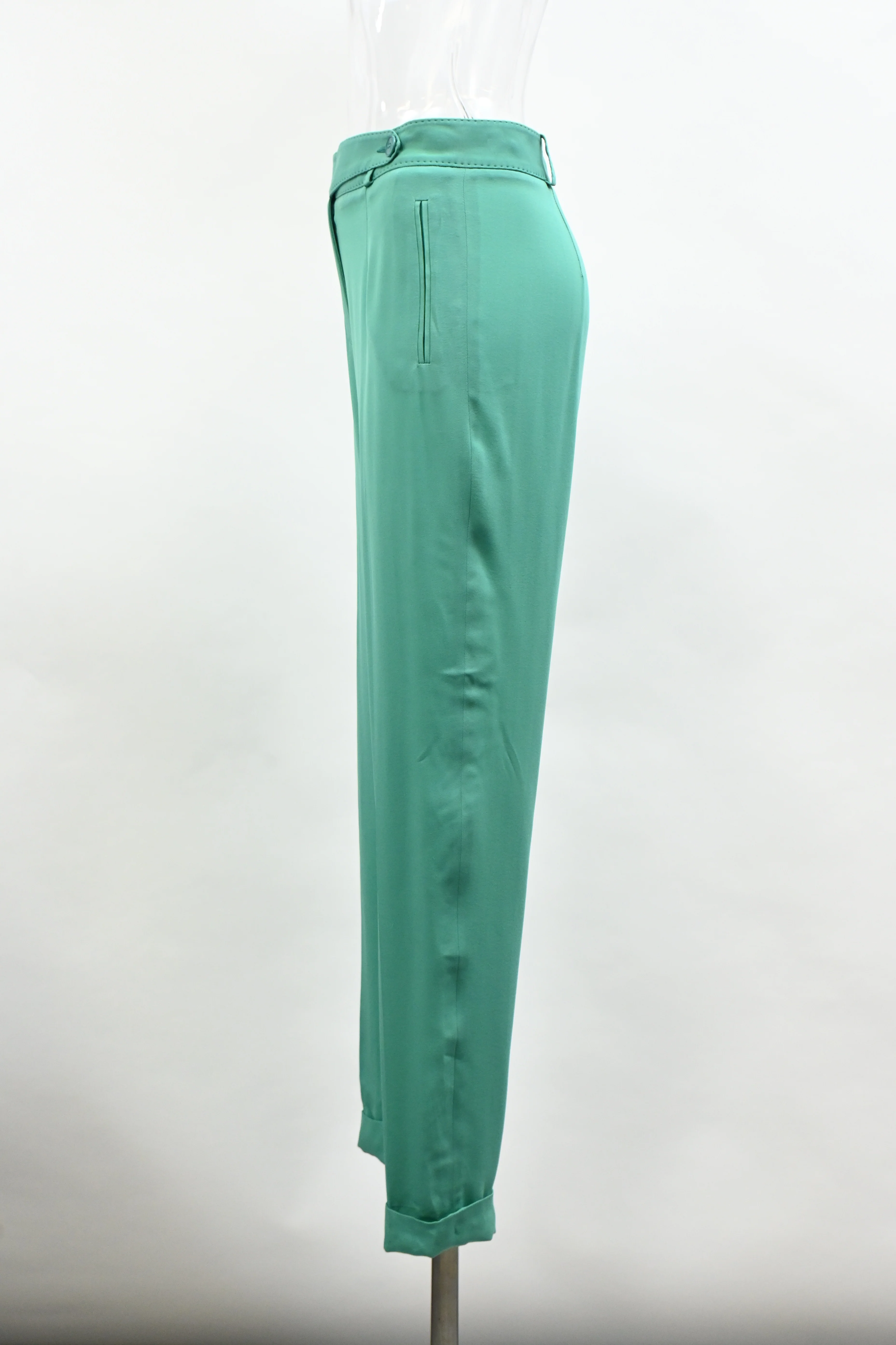 Women's Loro Piana Trousers in Green Silk - Image 6