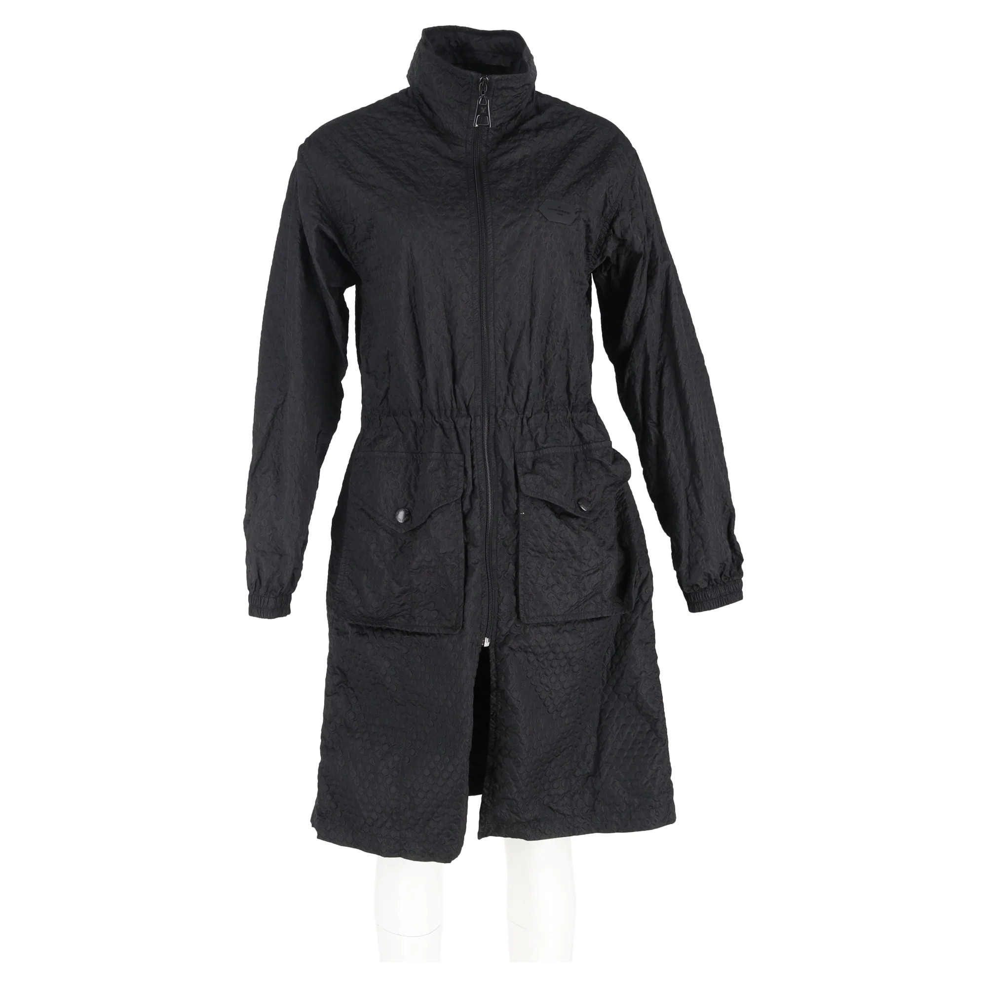 Women's Louis Vuitton Textured Long Jacket in Black Nylon - Image 4