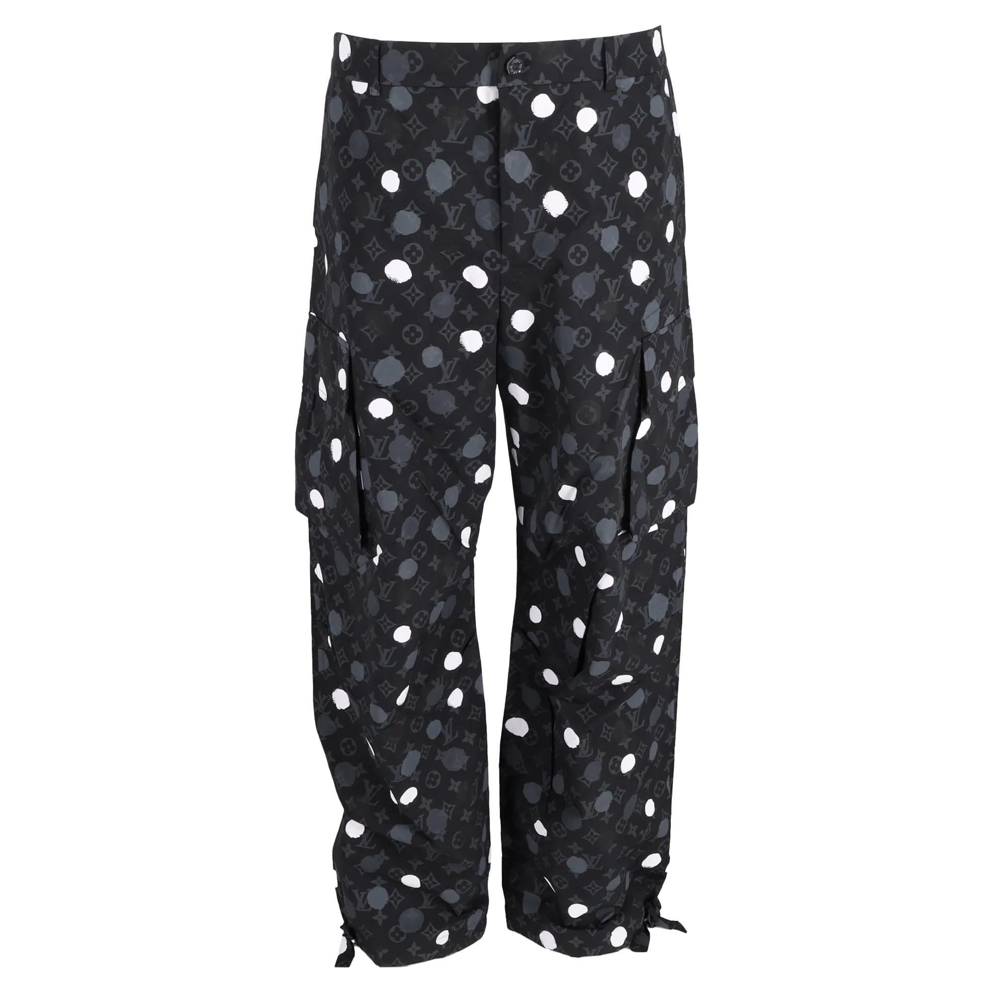 Men's Louis Vuitton x Yayoi Kusama Painted Dots Cargo Trousers in Black Cotton