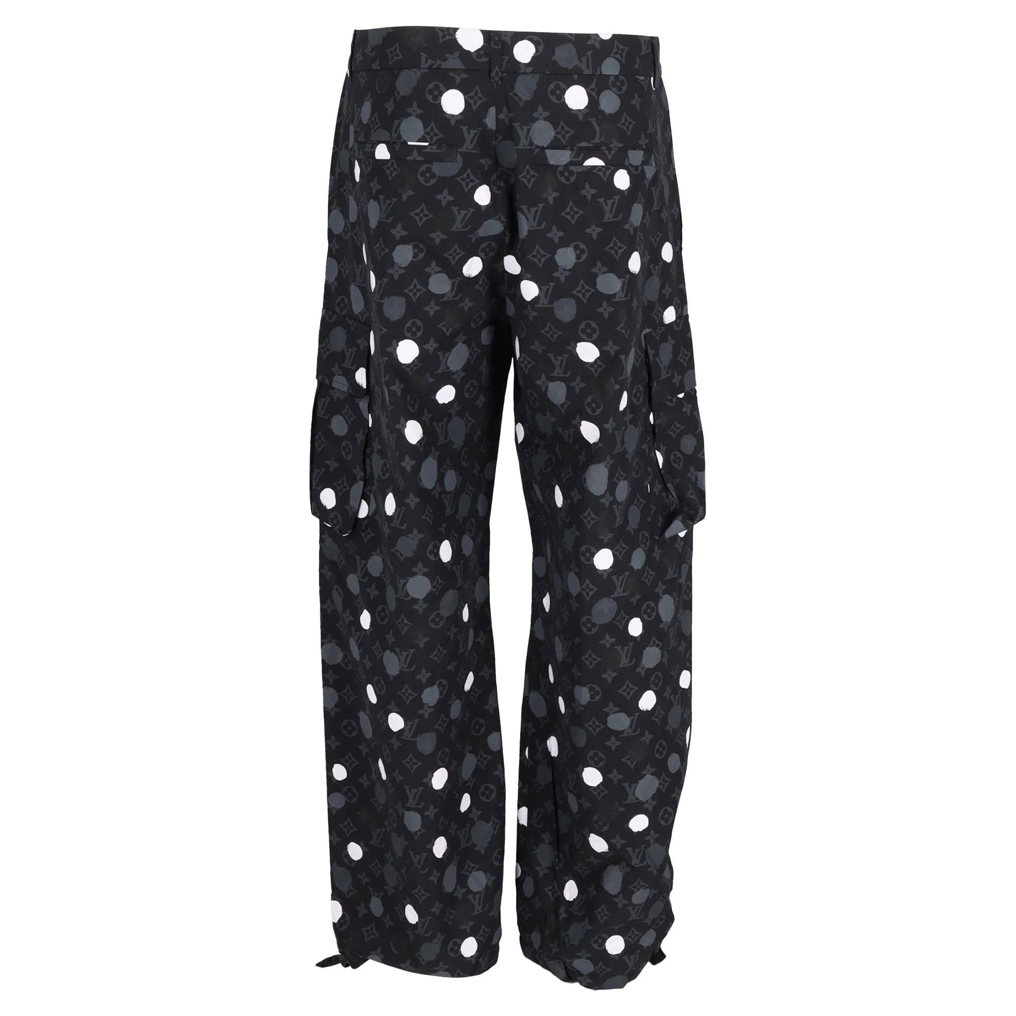 Men's Louis Vuitton x Yayoi Kusama Painted Dots Cargo Trousers in Black Cotton - Image 3