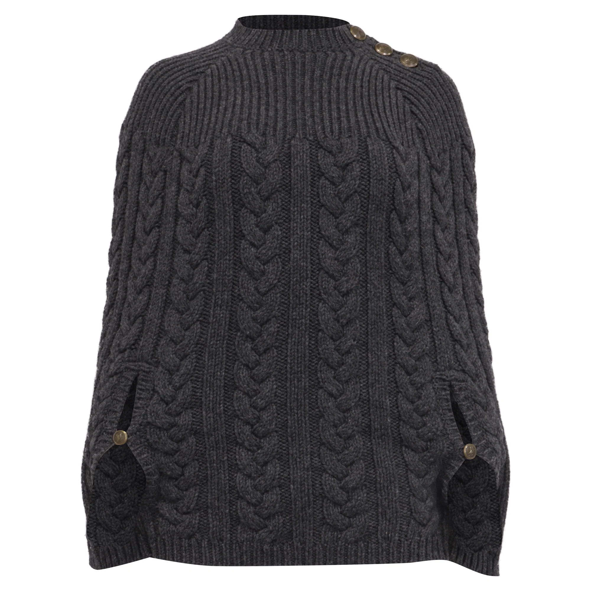 Women's Louis Vuitton Knitted Poncho in Grey Wool