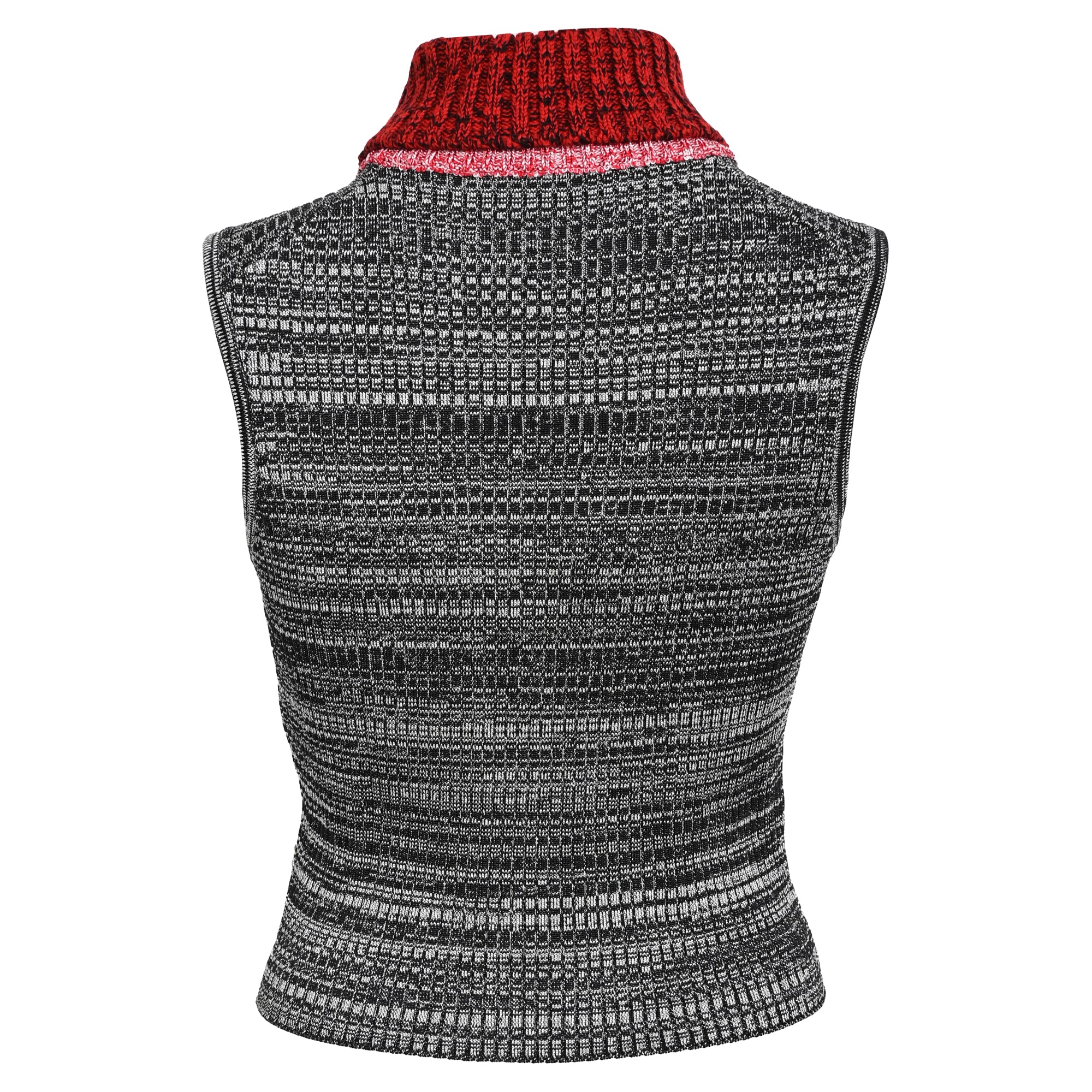 Women's Louis Vuitton Patterned Knit Sleeveless Turtleneck Top in Grey Silk - Image 3