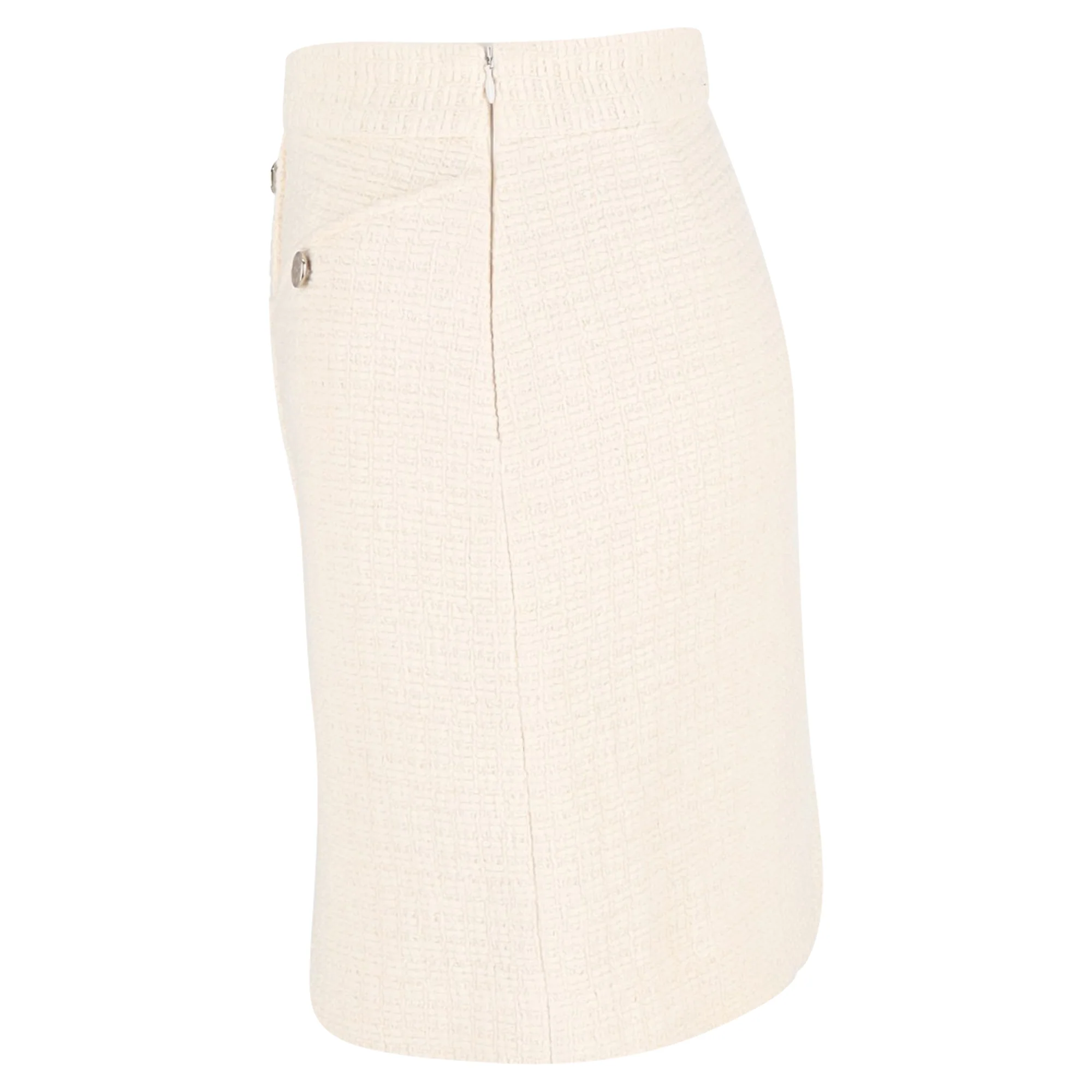 Women's Maje Button Detail Mini Skirt in Cream Cotton Tweed - Image 2