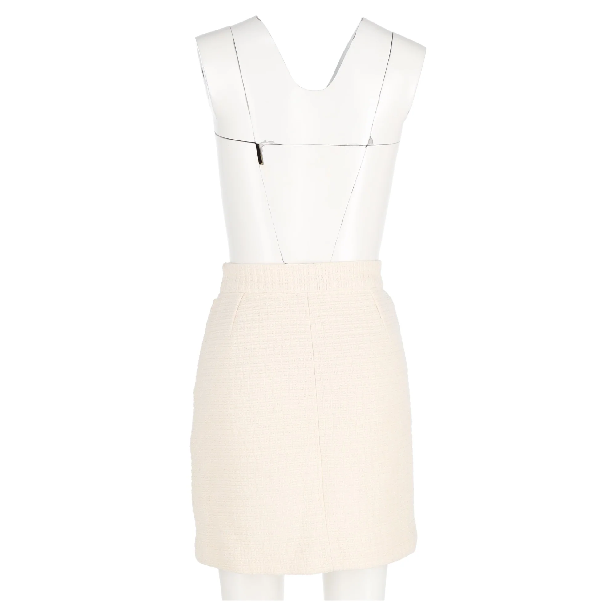 Women's Maje Button Detail Mini Skirt in Cream Cotton Tweed - Image 6