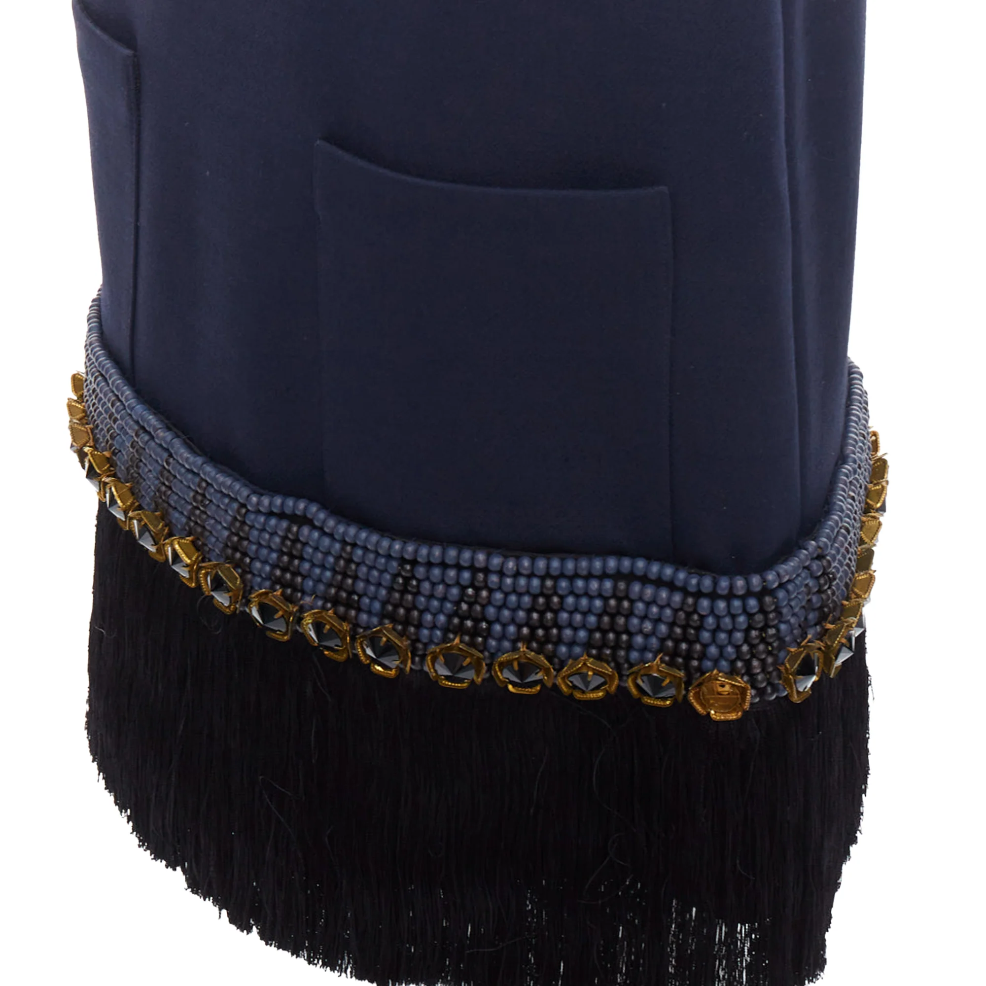Women's Marni Bead Crystal Fringe Embellished Hem Knee Skirt - Image 2