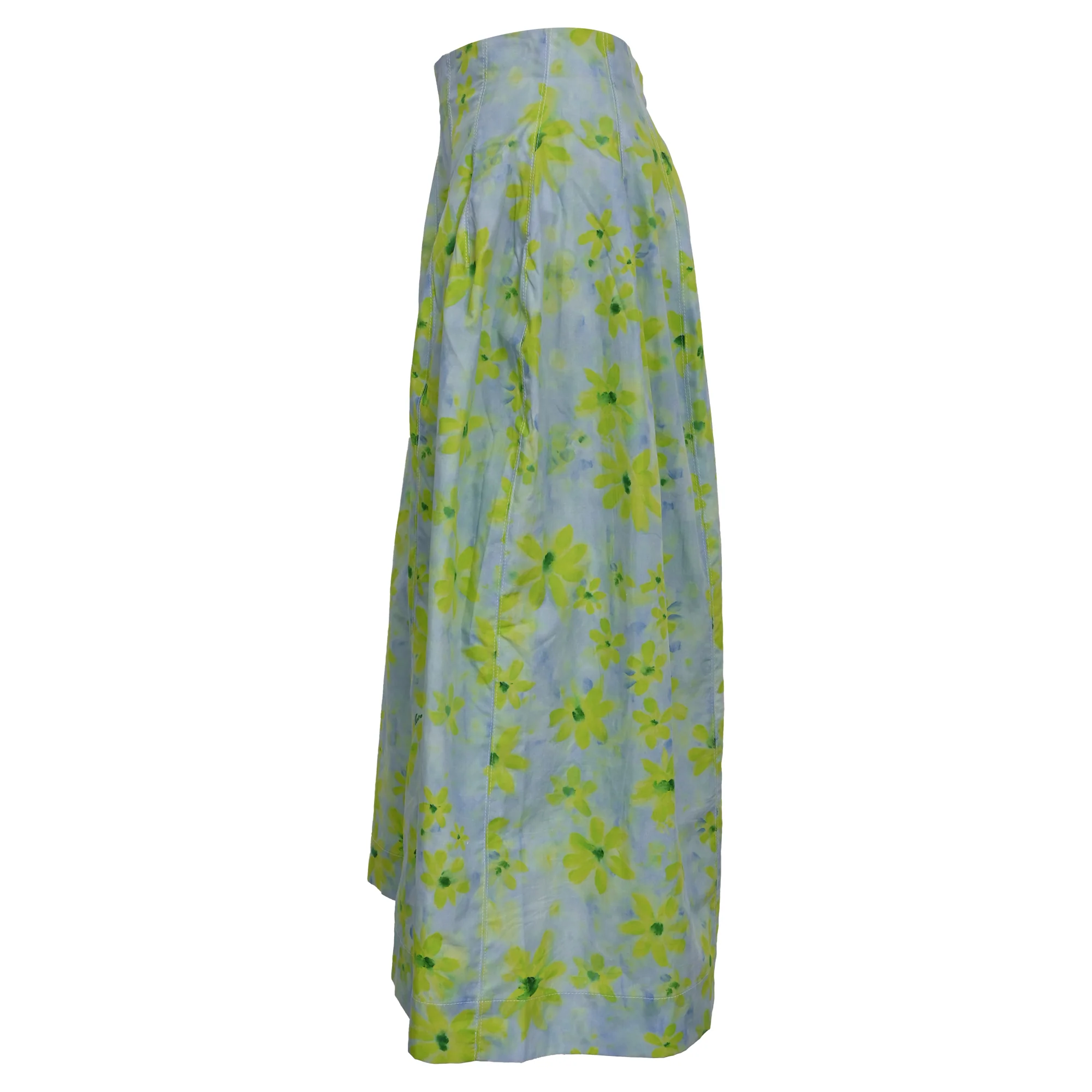 Women's Marni Floral-Print Midi A-Line Skirt in Multicolor Cotton - Image 3