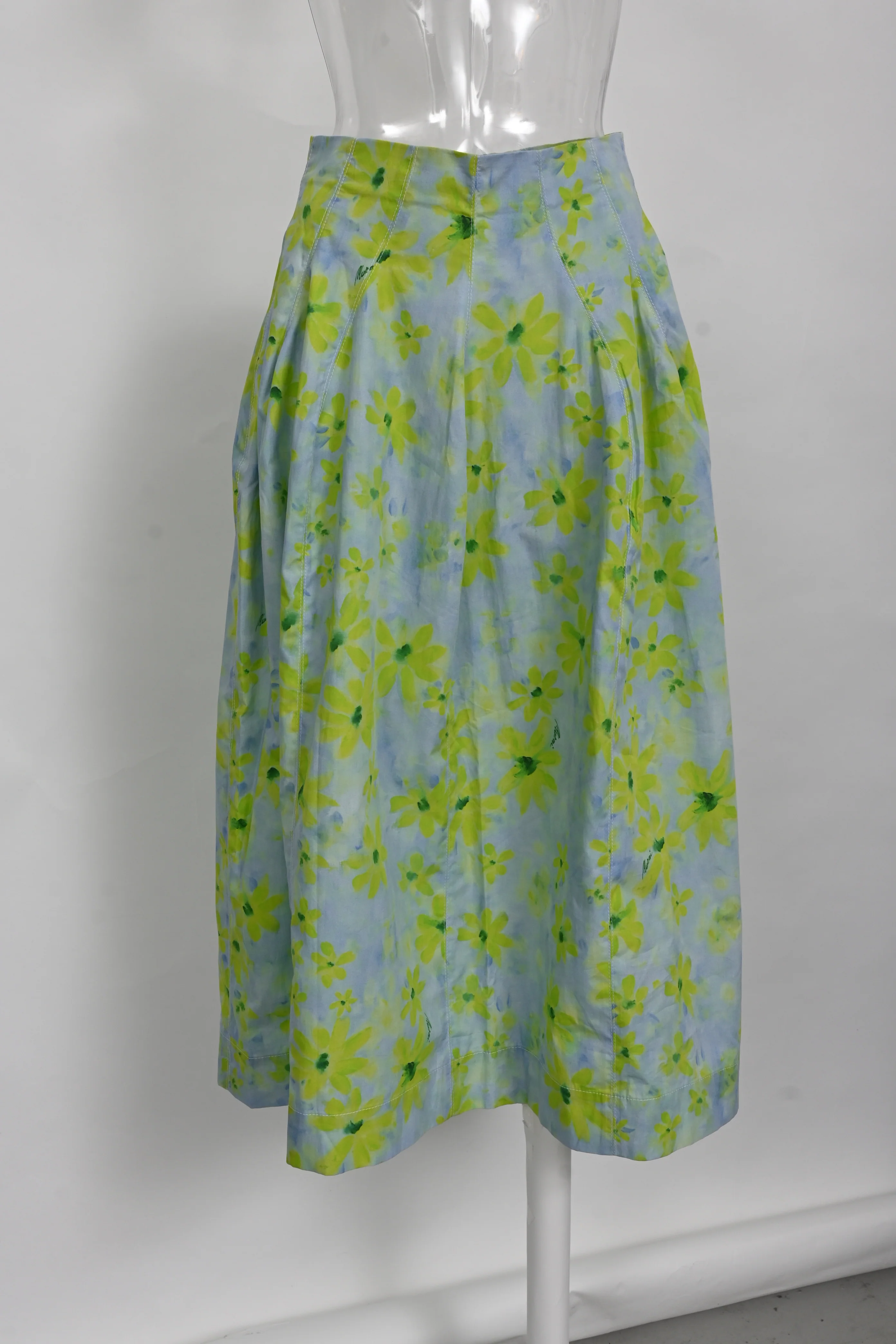 Women's Marni Floral-Print Midi A-Line Skirt in Multicolor Cotton - Image 5