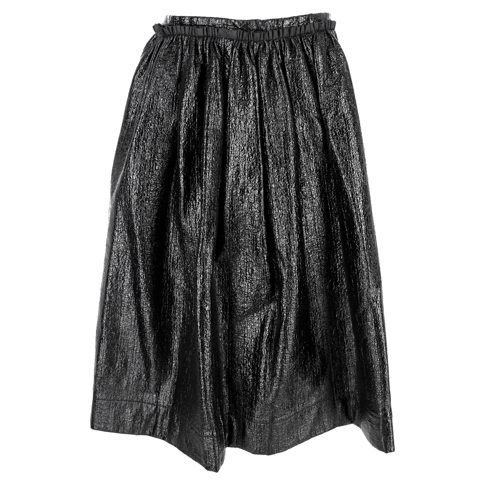 Women's Marni Metallic Midi Skirt in Black Cotton