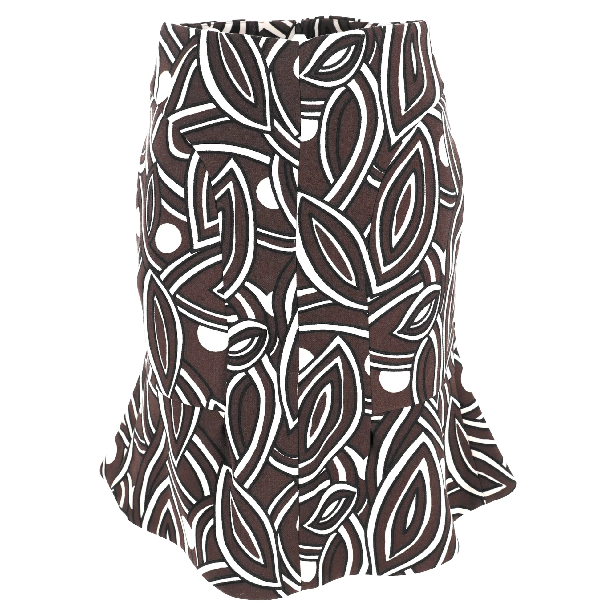 Women's Marni Printed Midi Skirt in Brown Wool