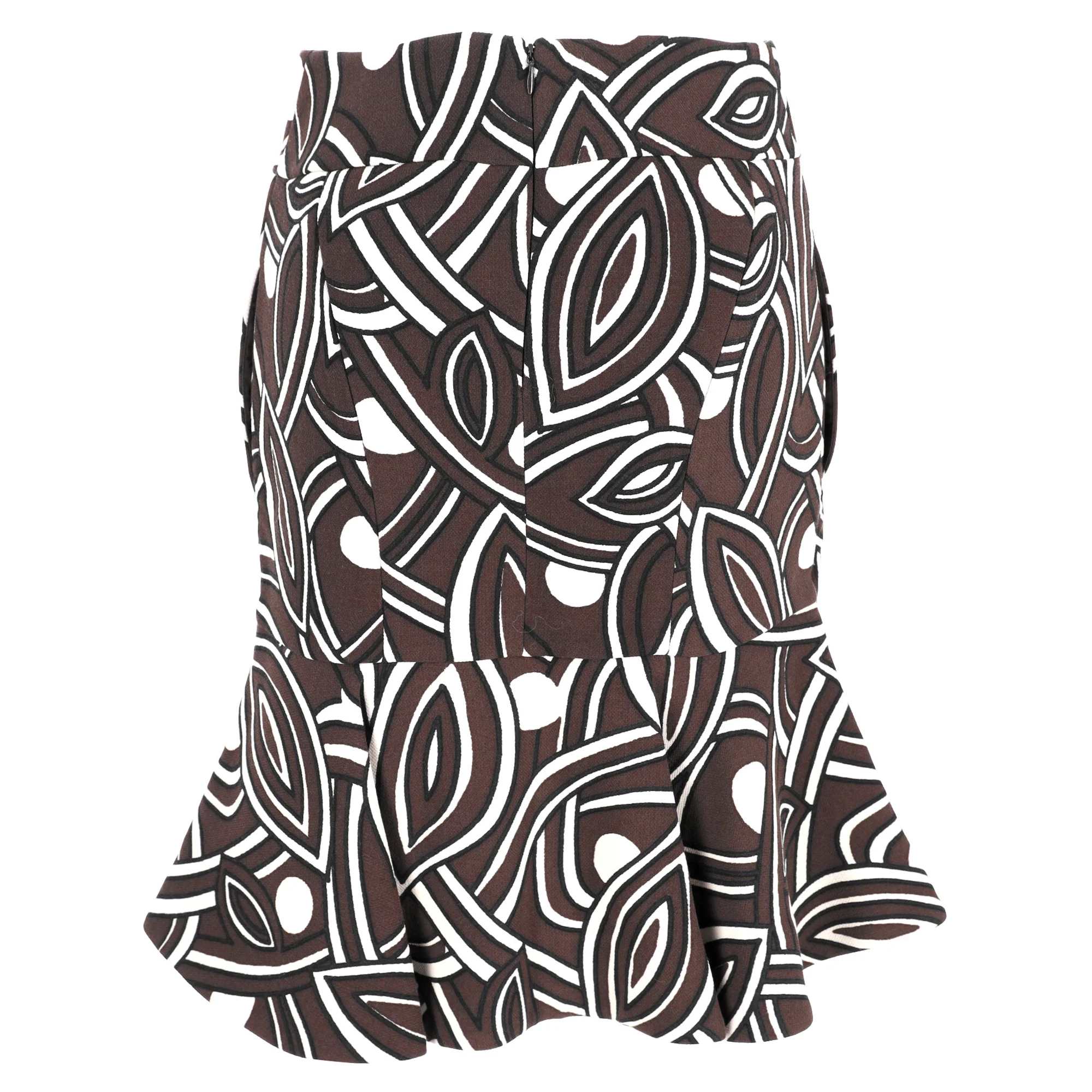 Women's Marni Printed Midi Skirt in Brown Wool - Image 3