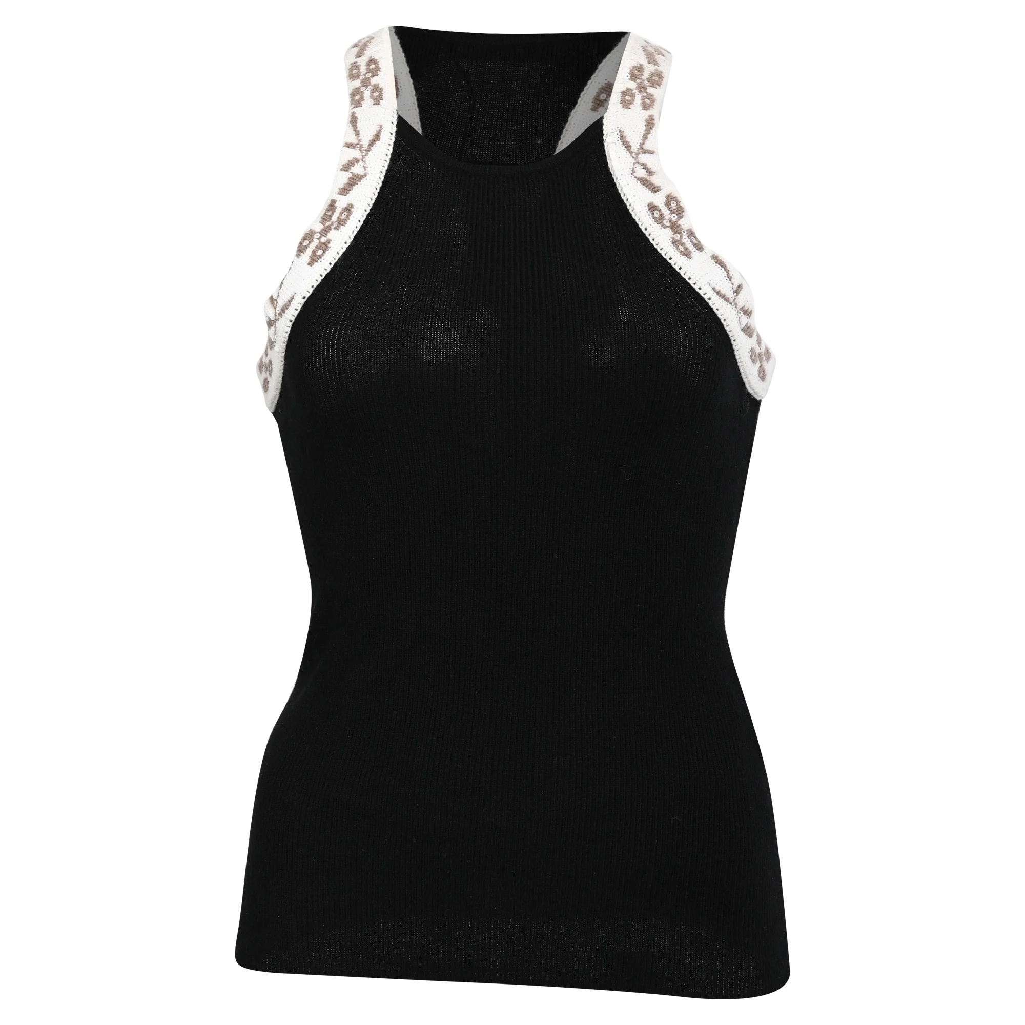Women's Max Mara Pleiadi Sequin-Embellished Tank Top in Black Wool
