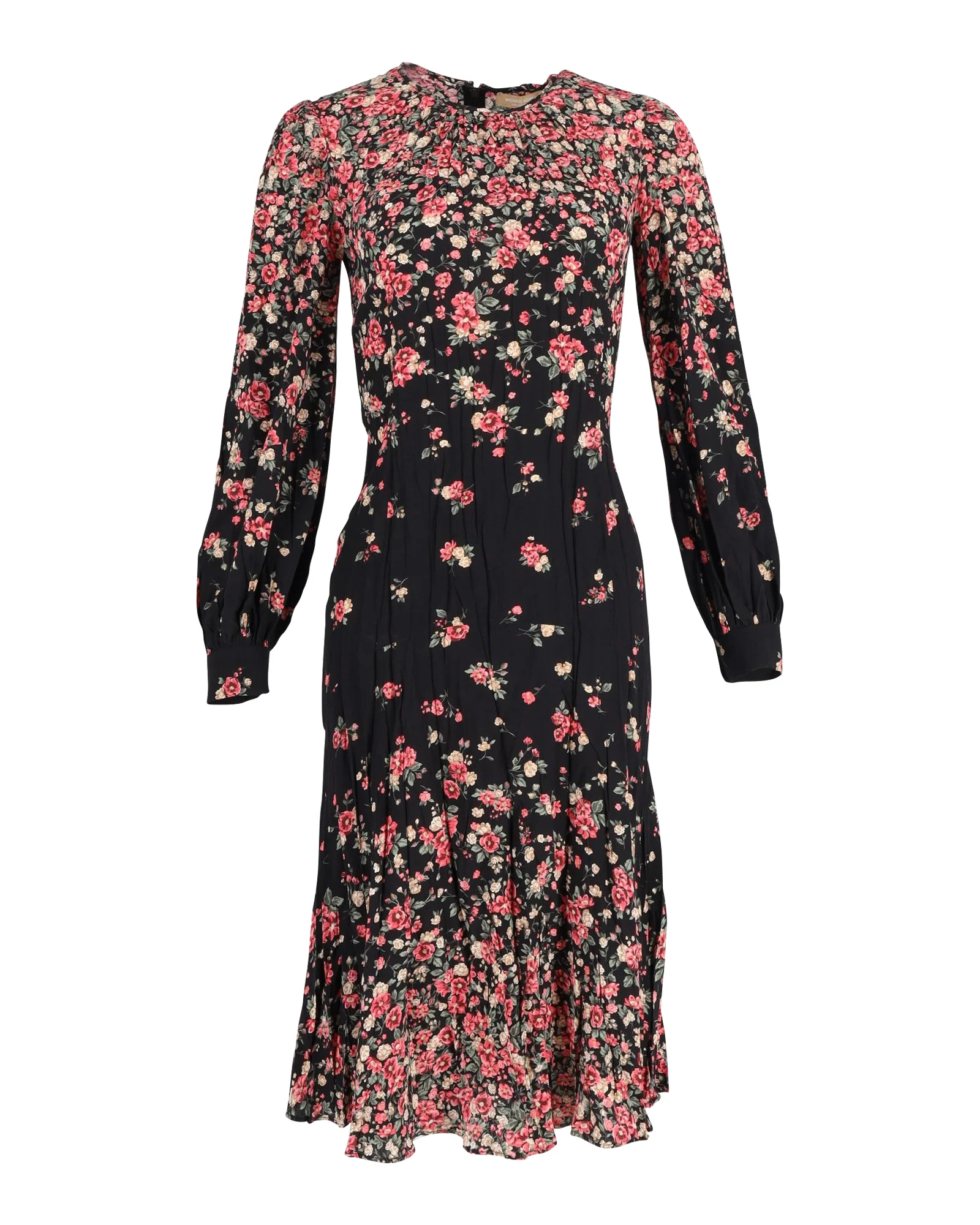 Women's Michael Kors Ombre Floral Drop-Waist Dress in Black and Pink Silk