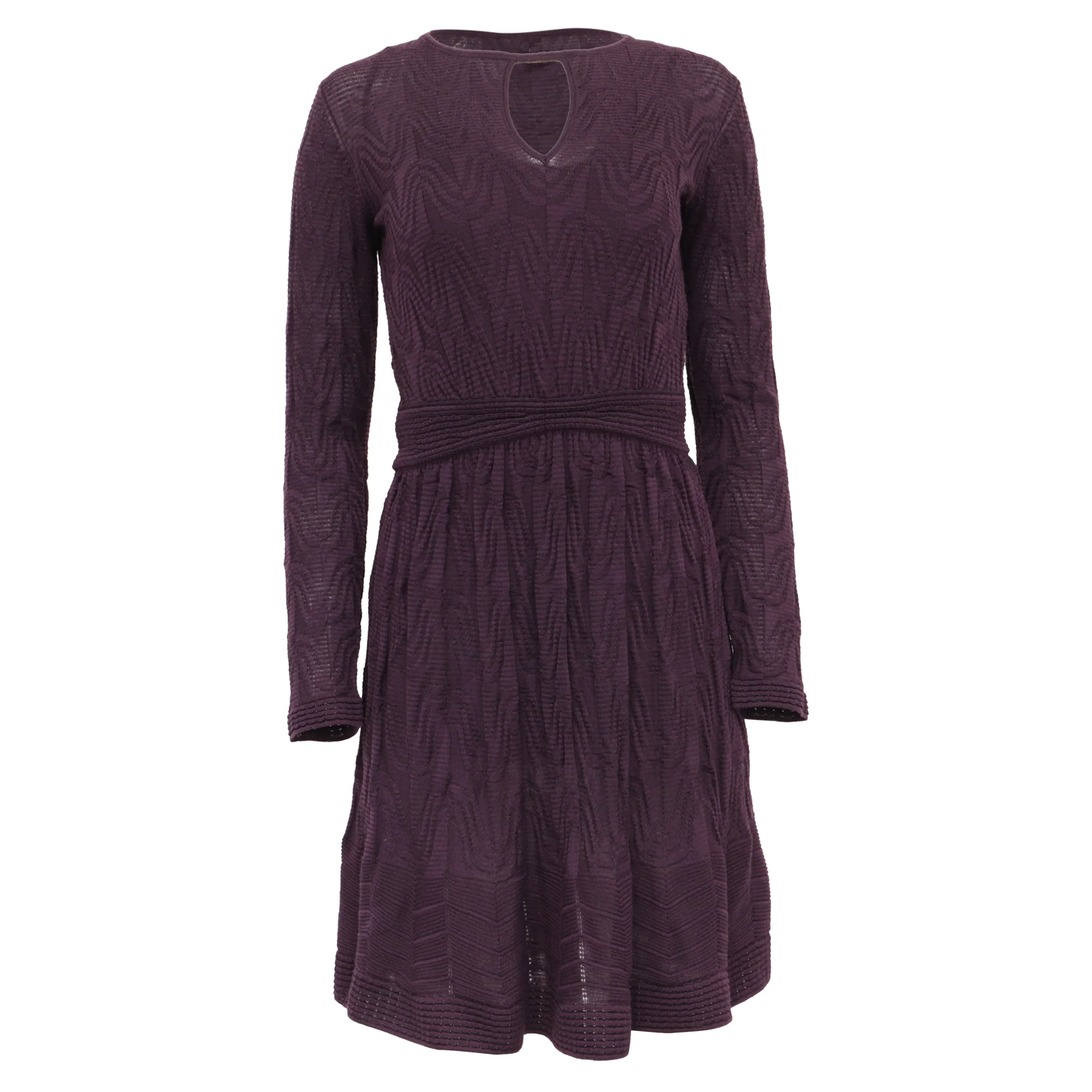 Women's M Missoni Keyhole Mini Dress in Purple Virgin Wool