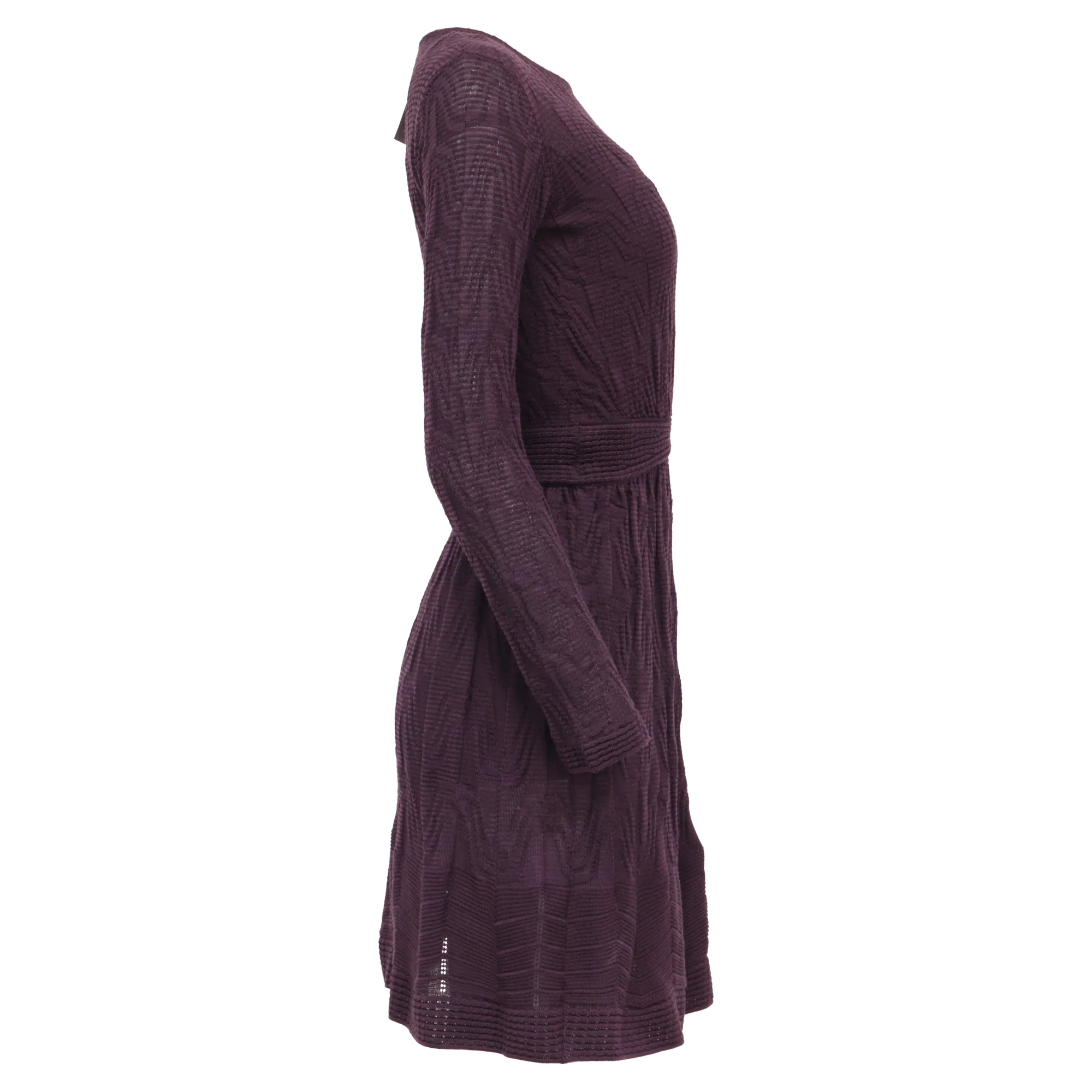 Women's M Missoni Keyhole Mini Dress in Purple Virgin Wool - Image 3