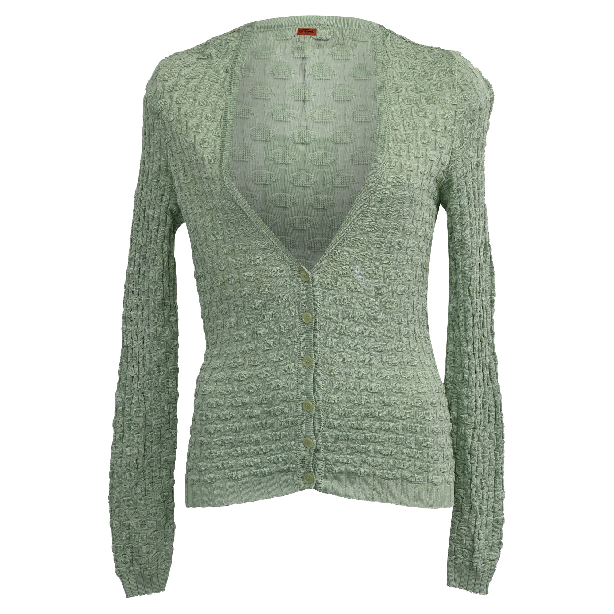 Women's Missoni Buttoned Cardigan in Green Rayon