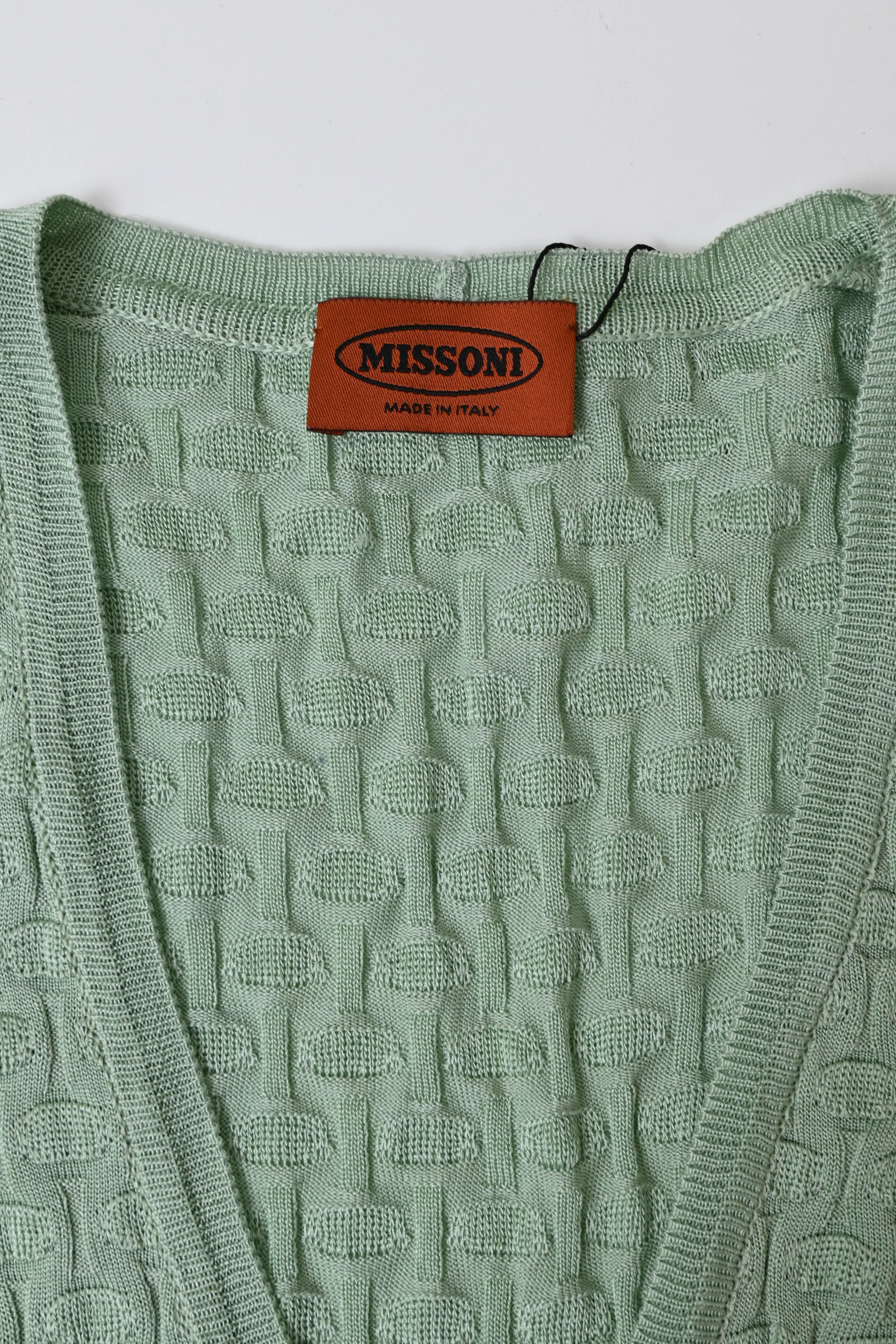 Women's Missoni Buttoned Cardigan in Green Rayon - Image 10