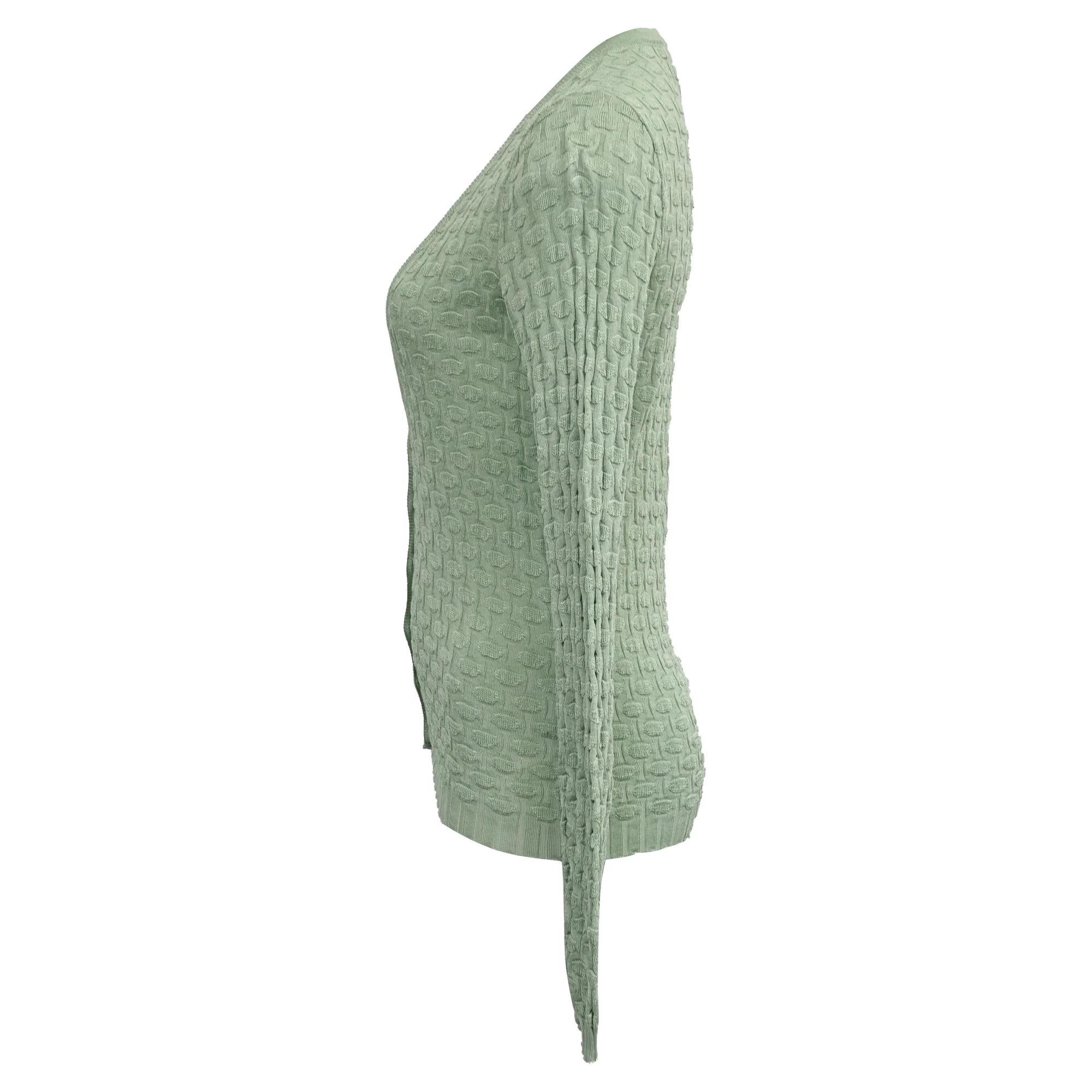 Women's Missoni Buttoned Cardigan in Green Rayon - Image 2