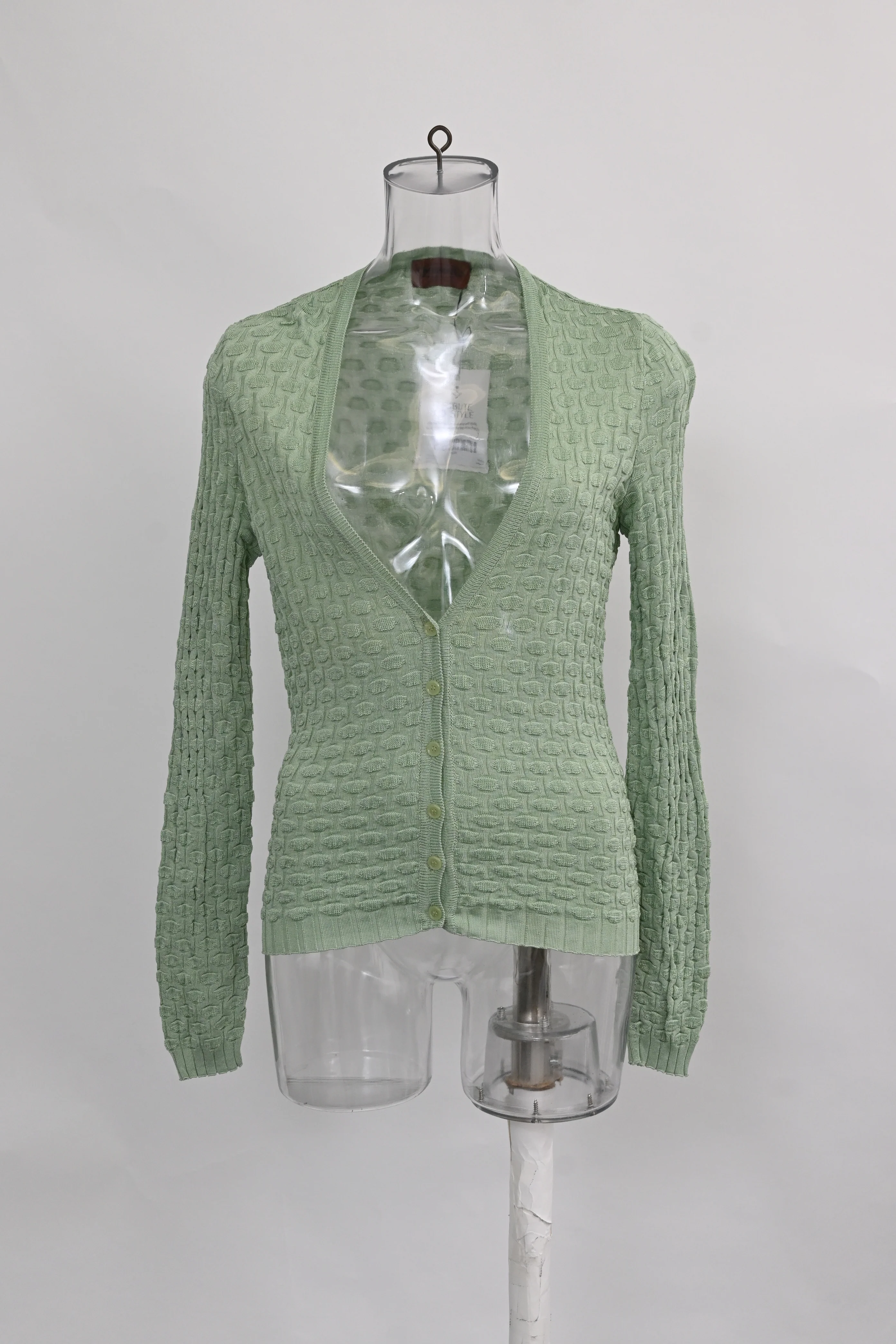 Women's Missoni Buttoned Cardigan in Green Rayon - Image 6