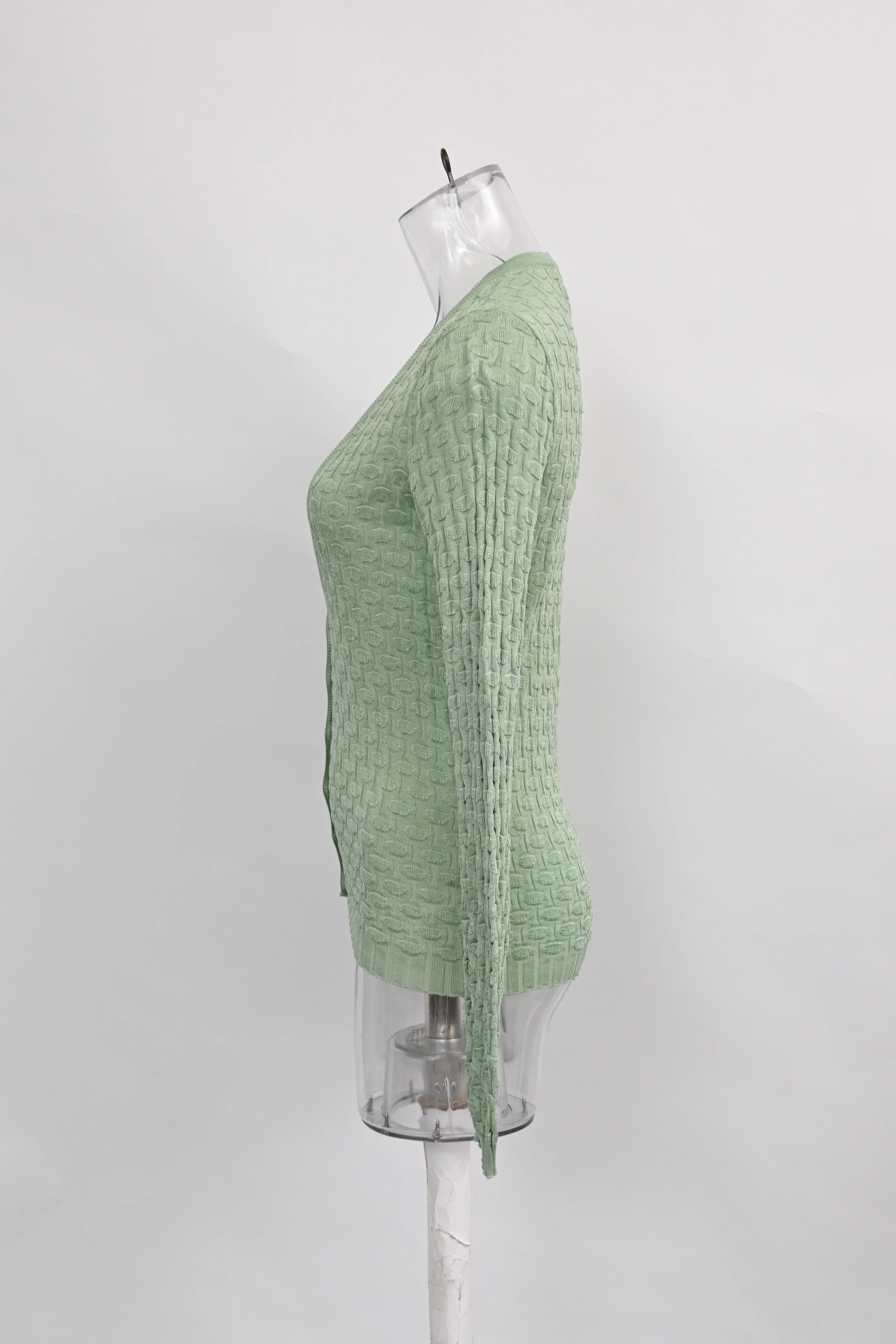 Women's Missoni Buttoned Cardigan in Green Rayon - Image 7