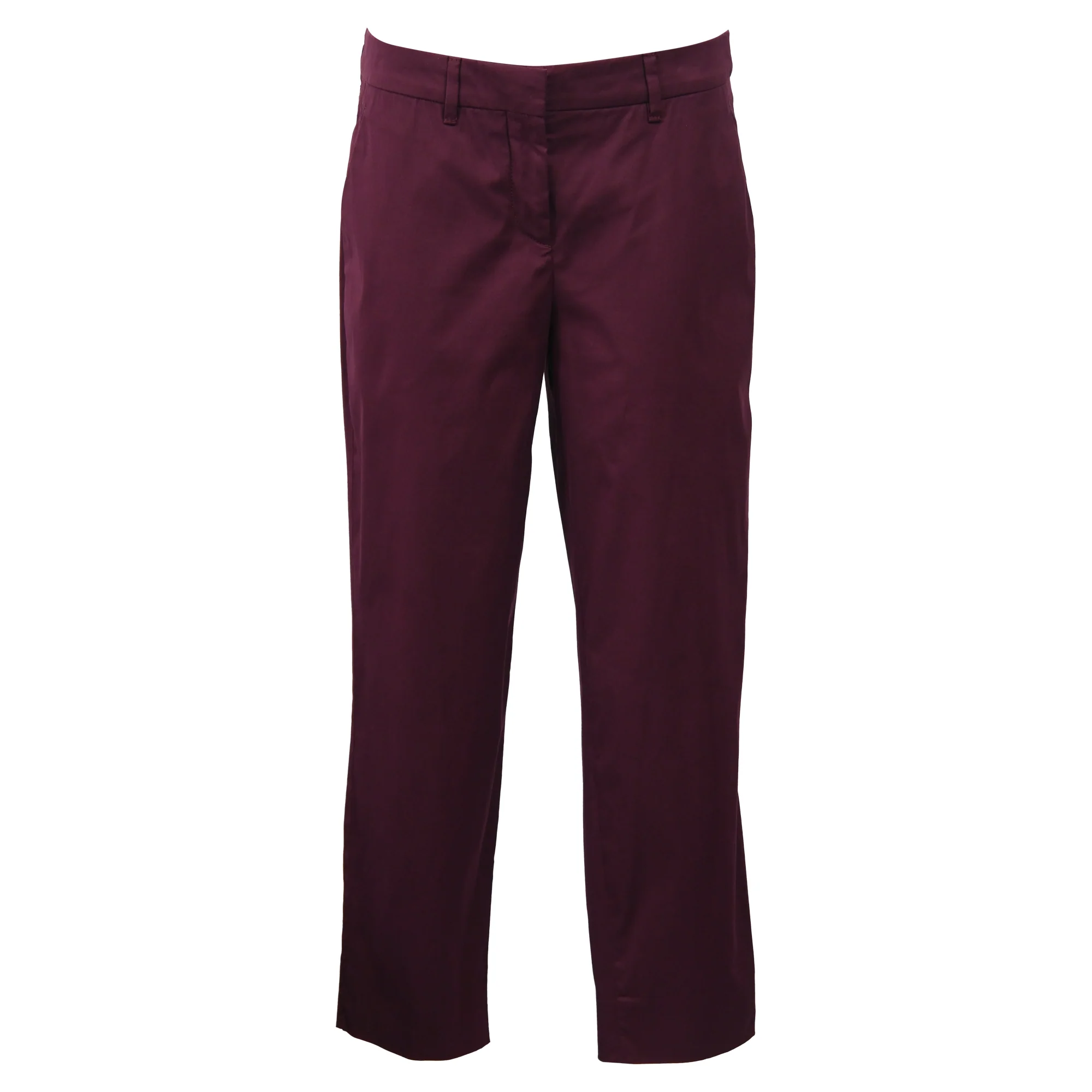 Women's Miu Miu Straight Leg Pants in Burgundy Cotton