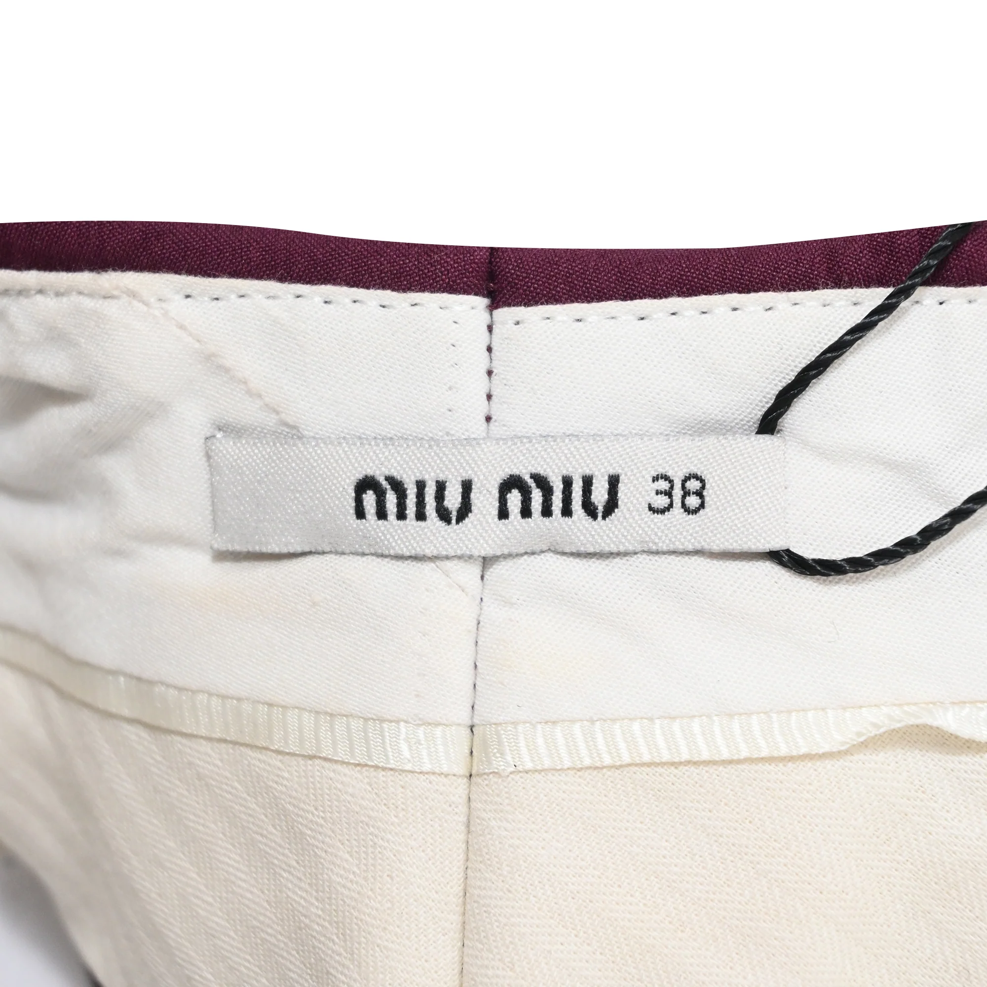 Women's Miu Miu Straight Leg Pants in Burgundy Cotton - Image 4