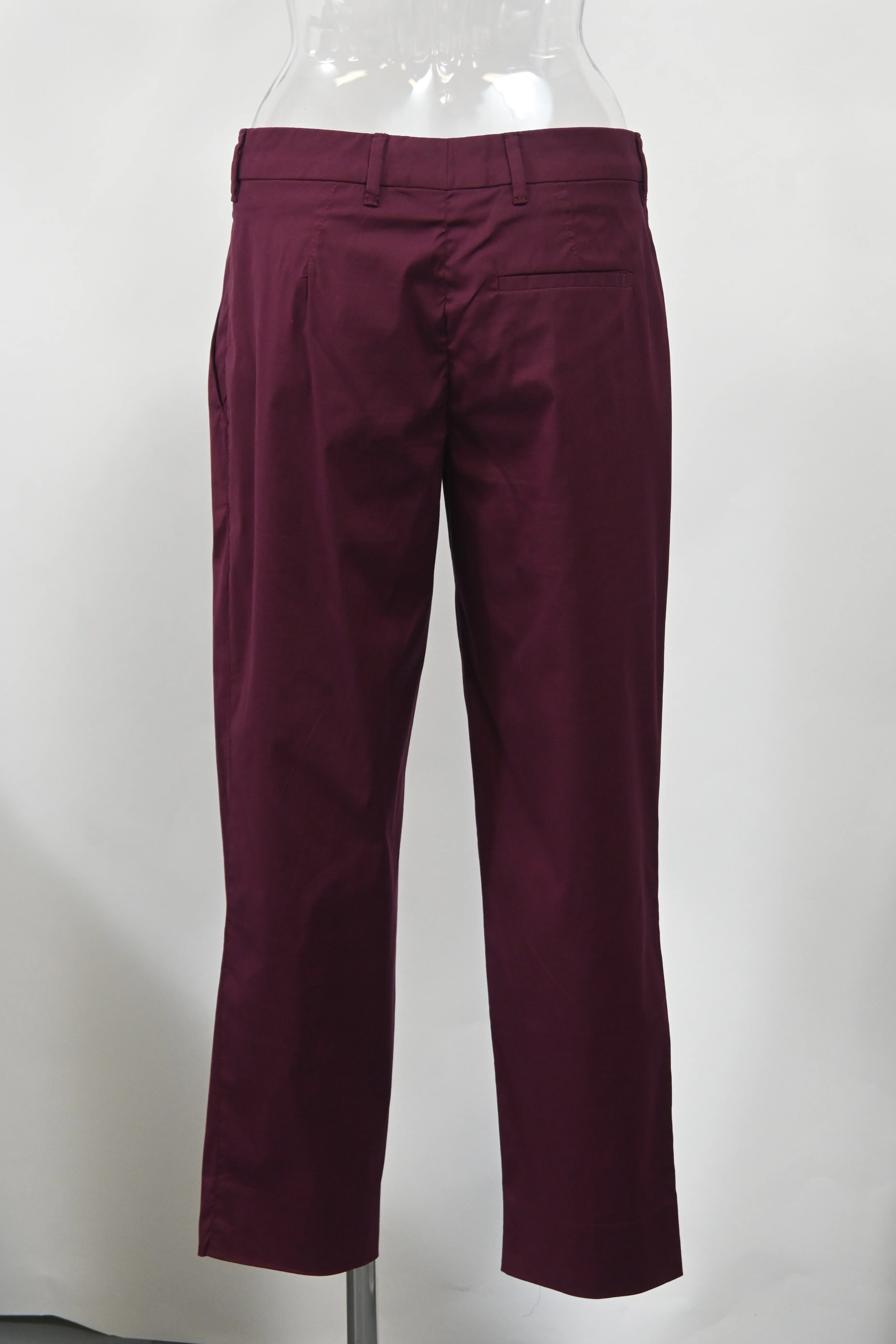 Women's Miu Miu Straight Leg Pants in Burgundy Cotton - Image 7