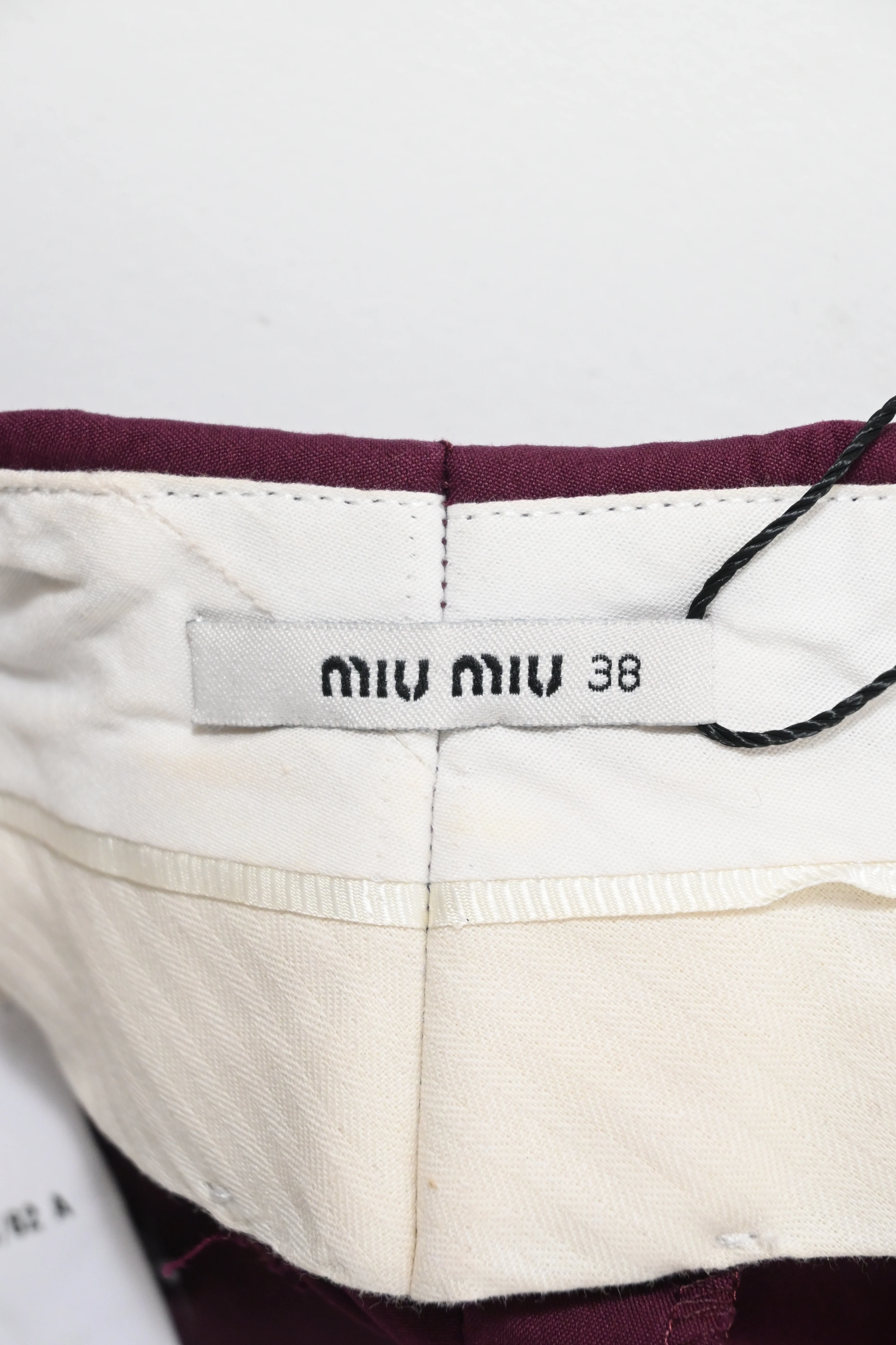 Women's Miu Miu Straight Leg Pants in Burgundy Cotton - Image 8