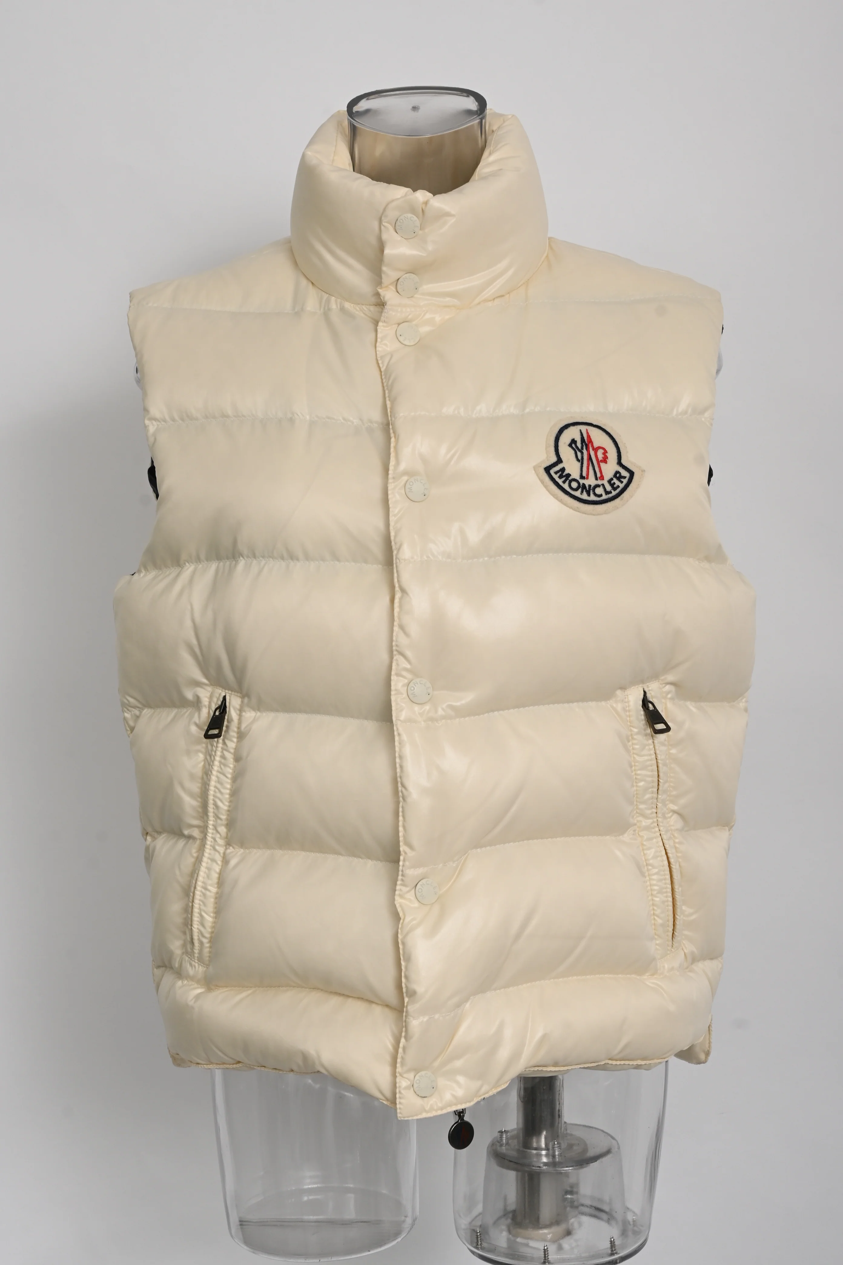 Men's Moncler Button-Down Gilet in Ivory Polyamide - Image 6