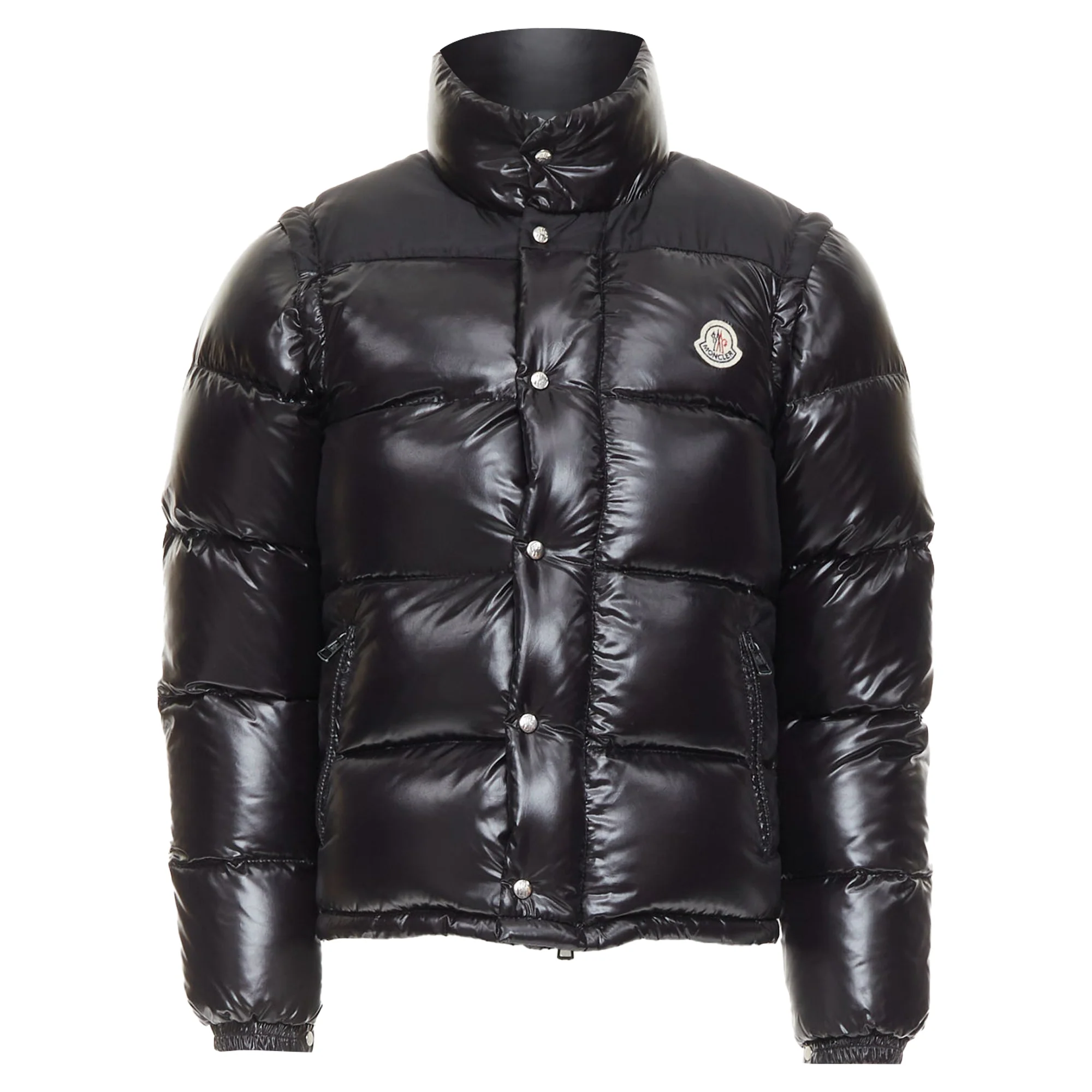 Men's MONCLER Grenable black shine snap button cropped puffer jacket Sz.0 XS