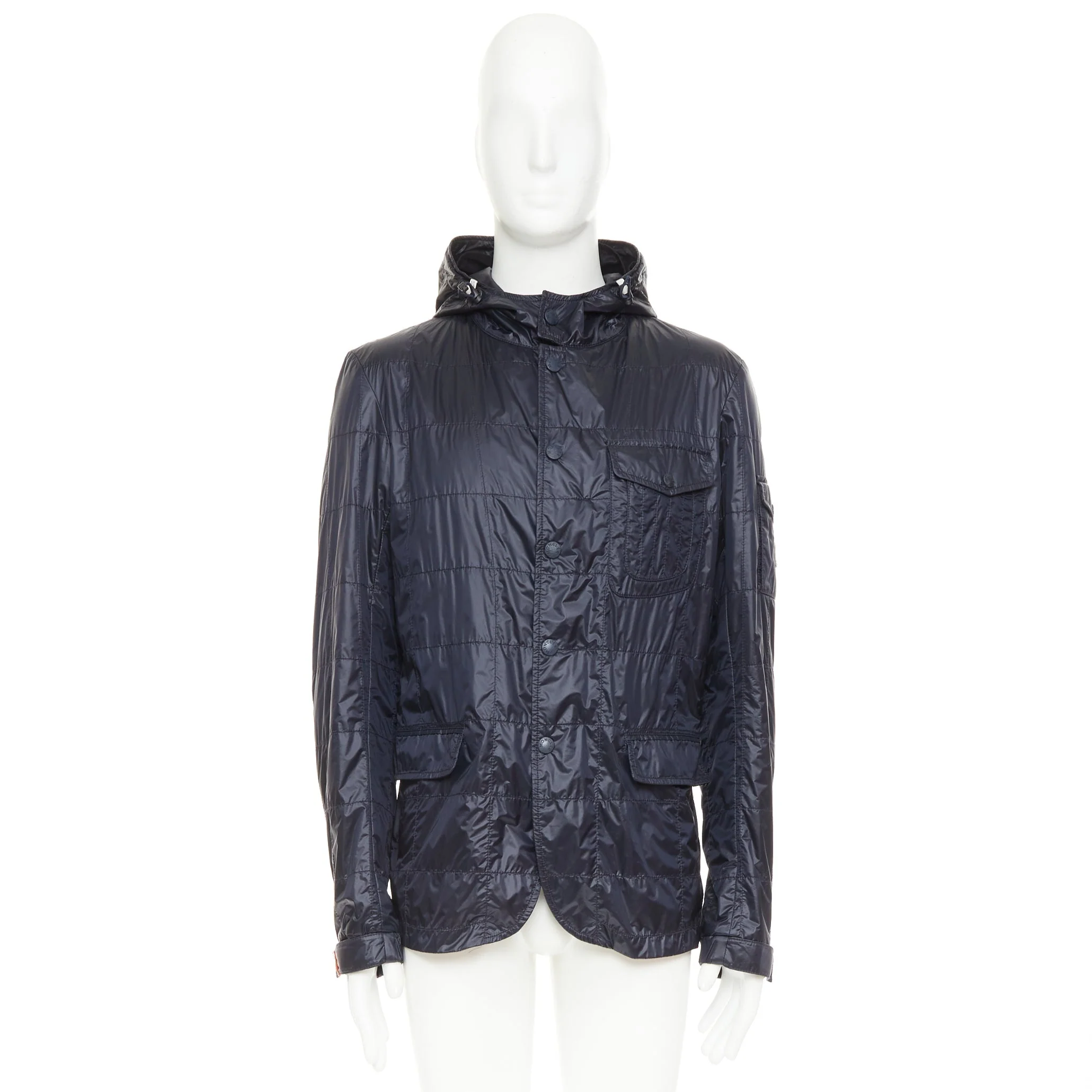 Women's MONCLER Sauldre Giubbotto navy nylon lightweight quilted field jacket Sz.4 XL - Image 10