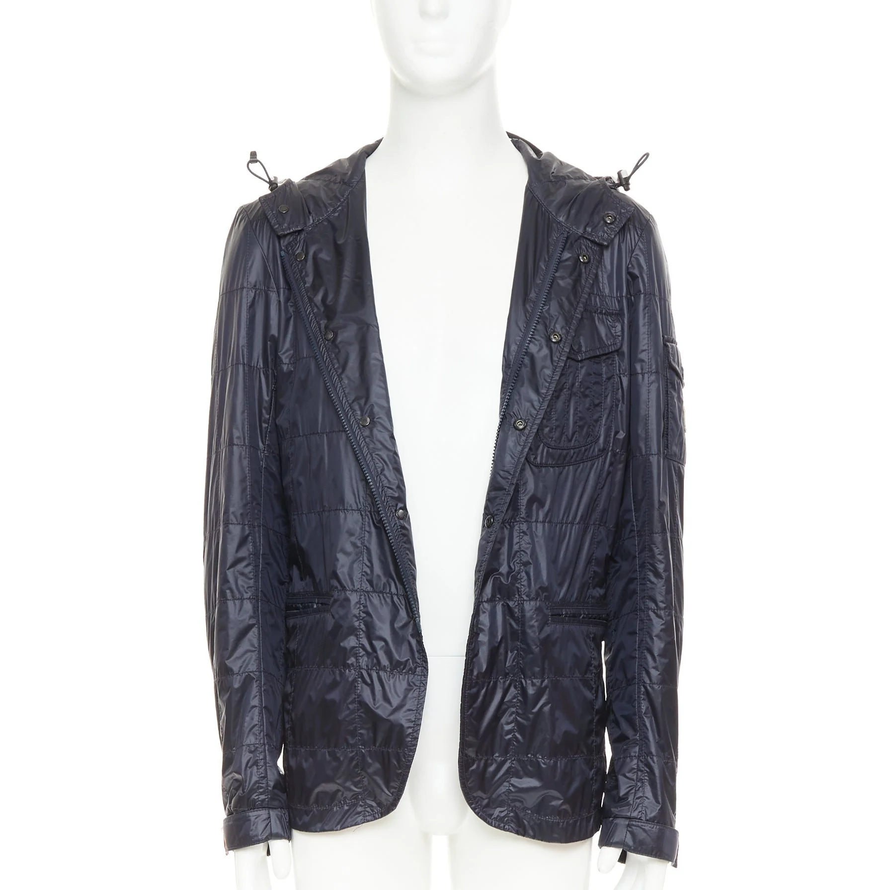 Women's MONCLER Sauldre Giubbotto navy nylon lightweight quilted field jacket Sz.4 XL - Image 3